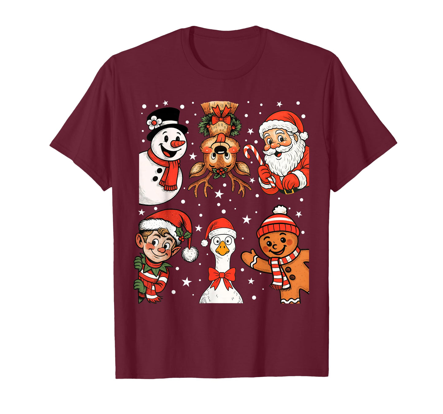 Funny Santa Claus Elf Snowman Ginger Bread Goose Christmas T-Shirt