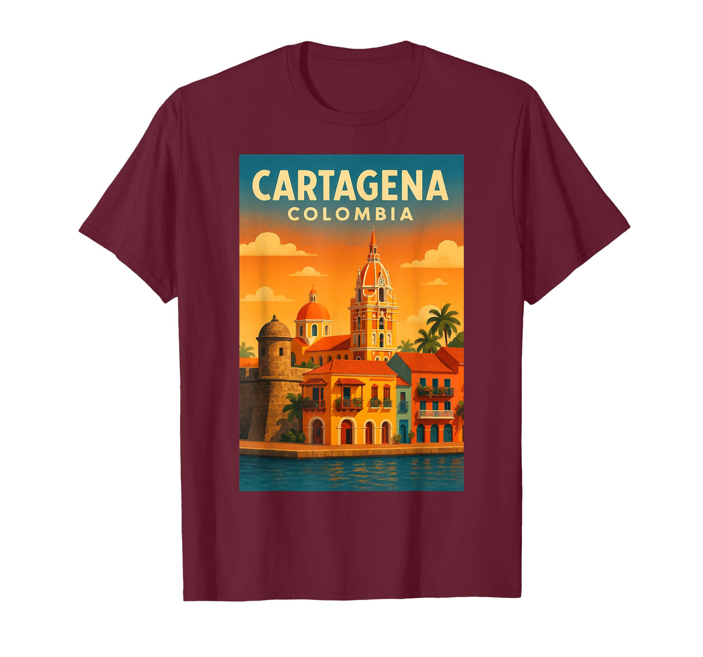 Cartagena Colombia Vintage Travel Art Print Poster Design T-Shirt