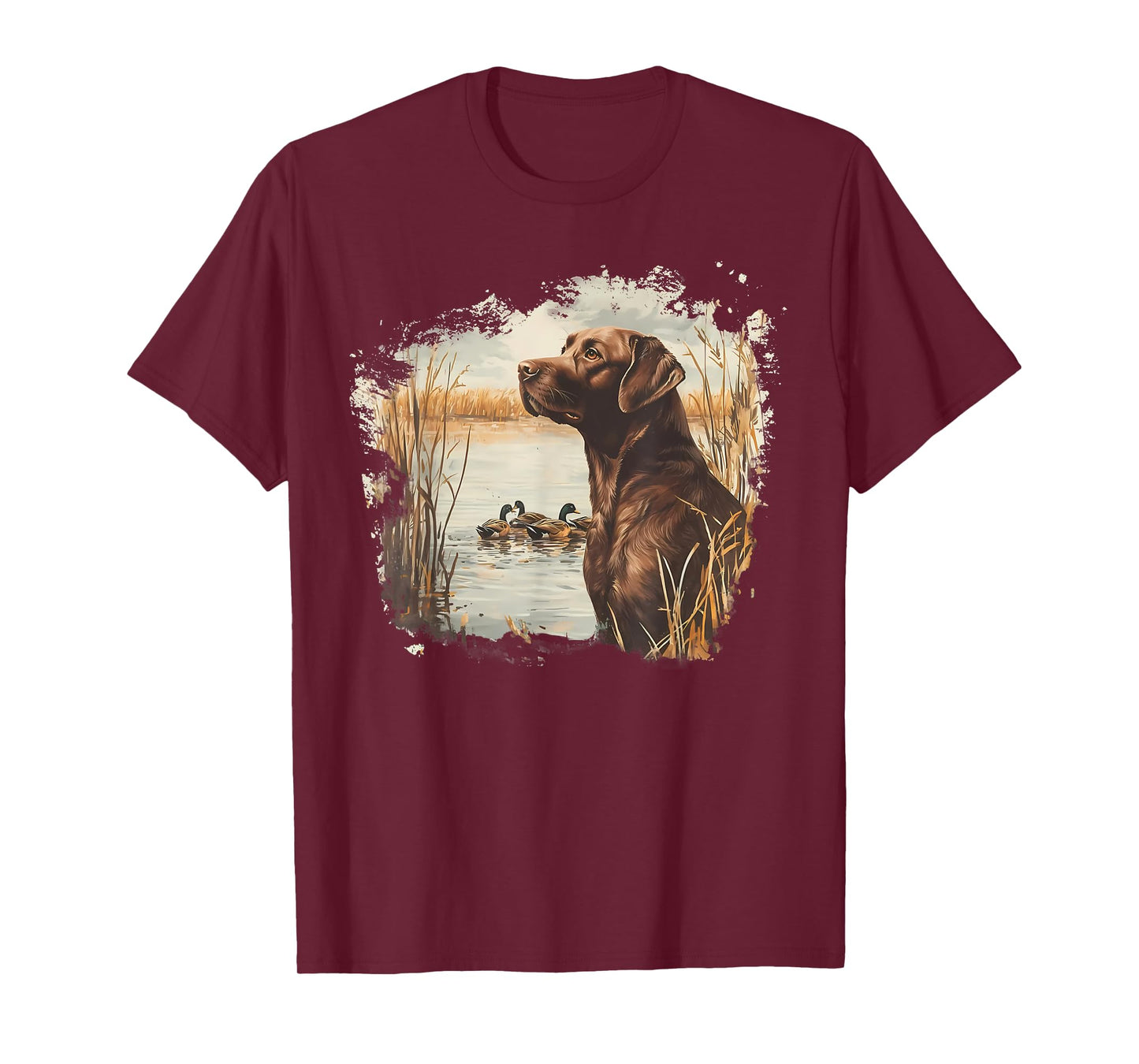 Retro Chocolate Lab Mallard Duck For Duck Hunting Men Dad T-Shirt