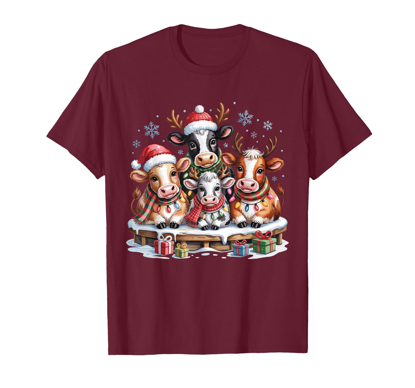 Cow Christmas Cute Farm Animal Lovers Funny Holiday Pajamas T-Shirt