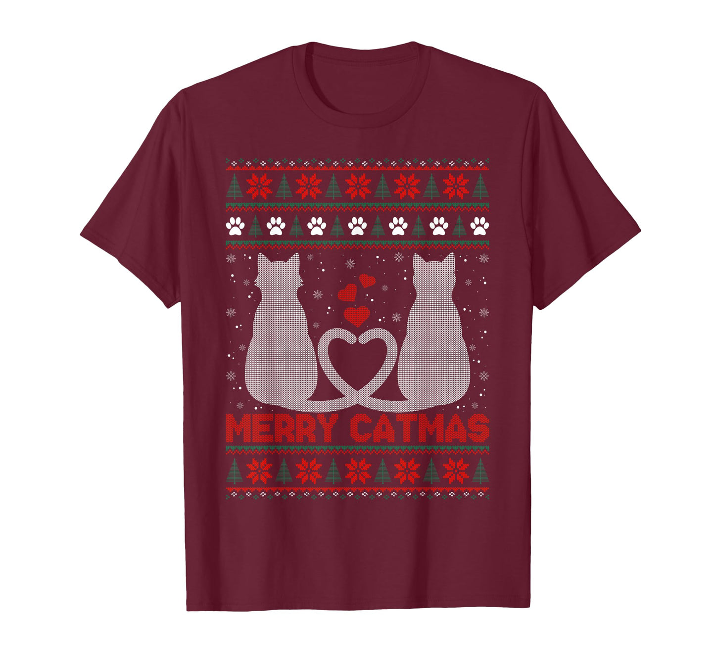 Merry Catmas Ugly Christmas Sweater Cat Xmas T-Shirt
