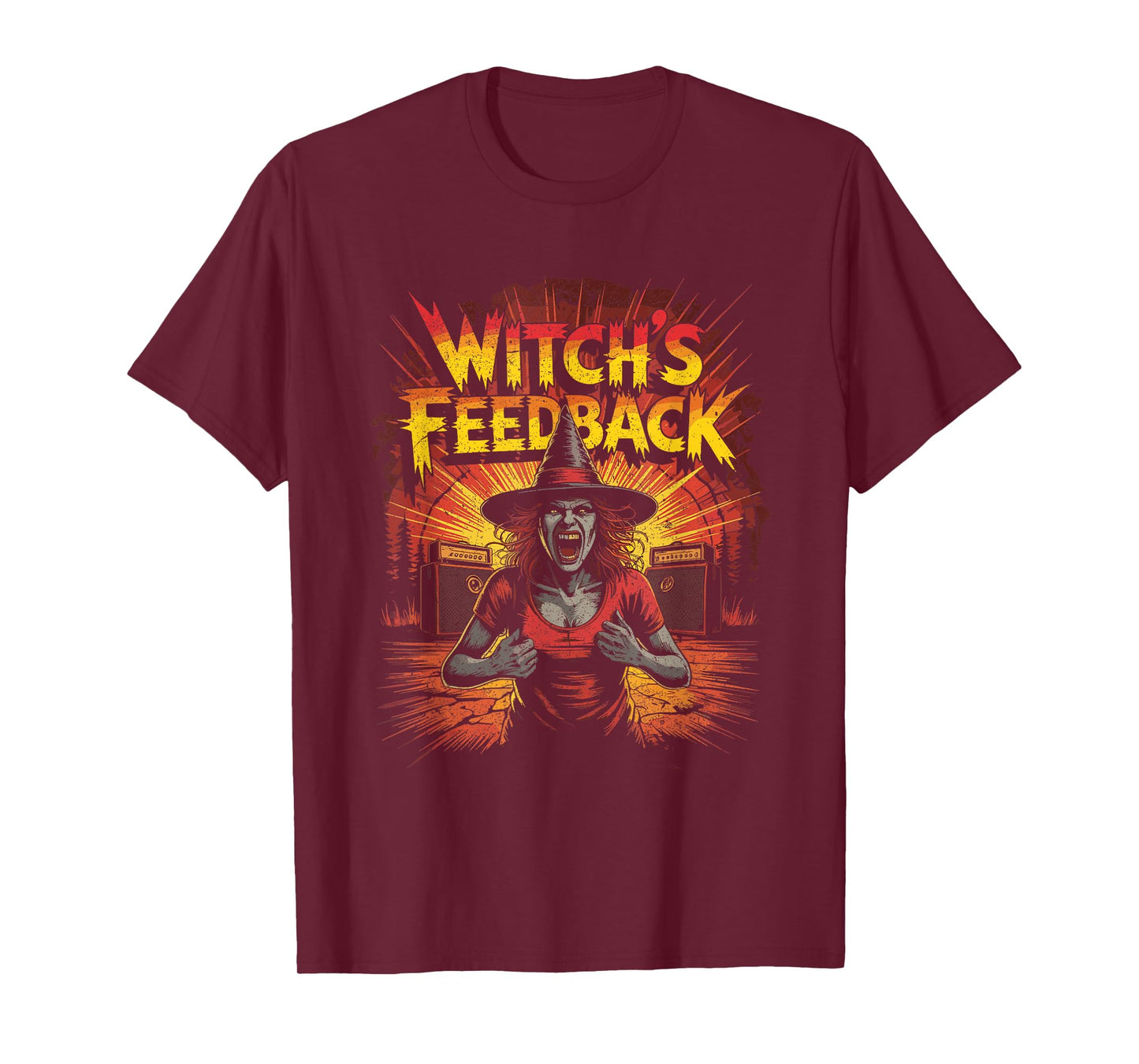 Screaming Witch Feedback with Amplifiers Spooky Halloween T-Shirt