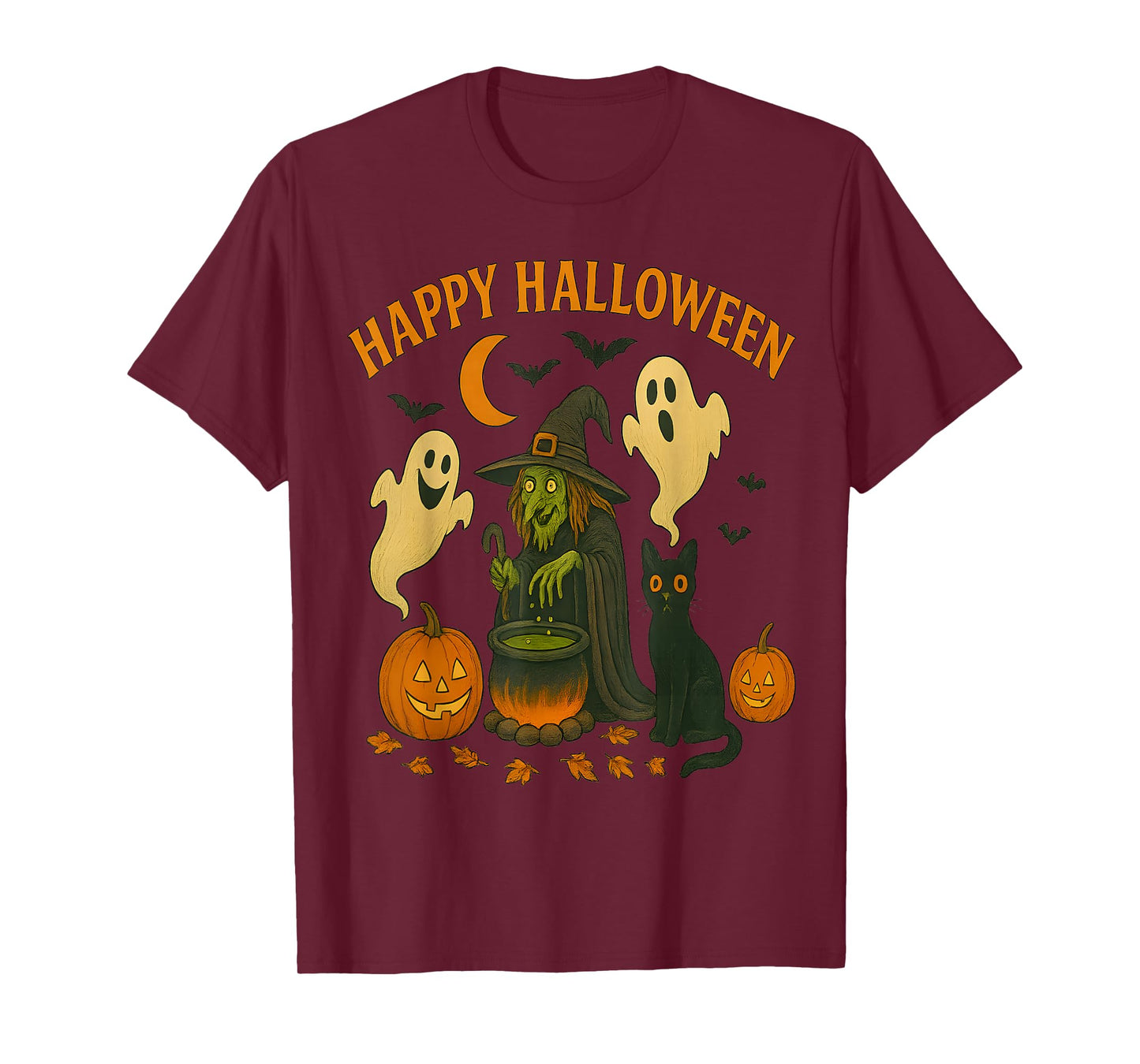 Halloween Witch, Ghosts & Pumpkins – Spooky Black Ca T-Shirt