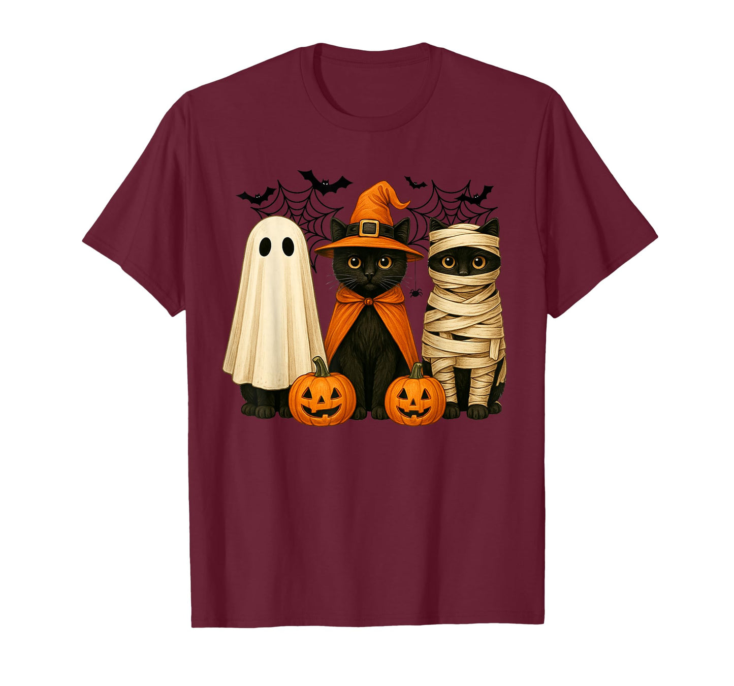 Retro Black Cat Witch Scary Halloween Costume Men Women Kid T-Shirt