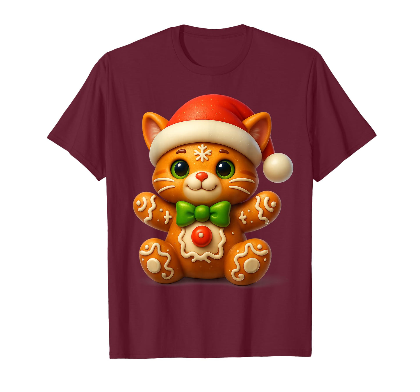 Funny Gingerbread Man Cat Christmas Womens Mens Gifts T-Shirt