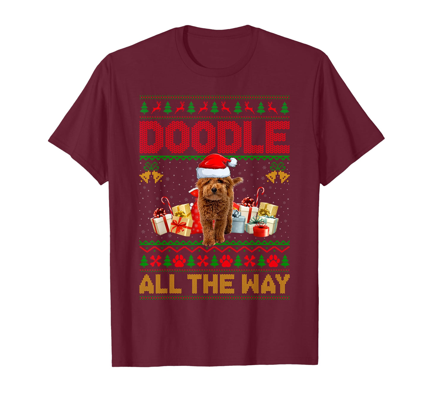 Goldendoodle Dog Ugly Christmas Sweaters Pet Dog Lover Xmas T-Shirt