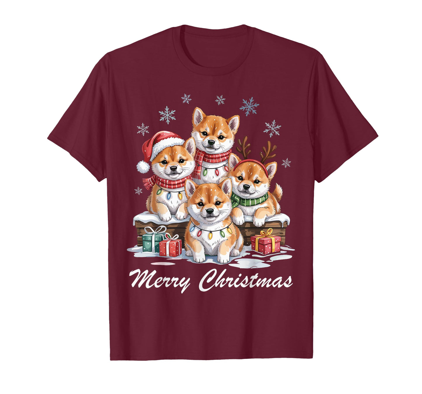 Shiba Inu Merry Christmas Funny Dog Lovers Holiday Pajama T-Shirt