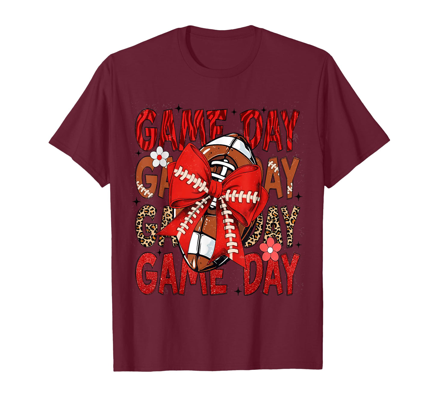 Football Lover Coquette Bow Game Day Fan & Player Mom & Girl T-Shirt