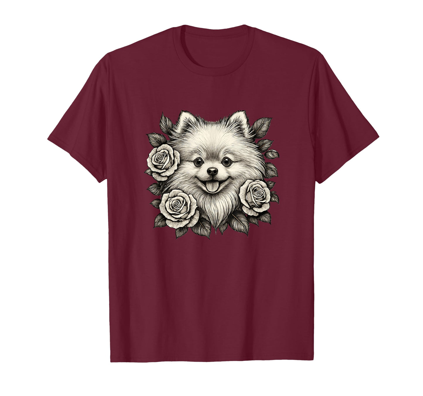 Pomeranian Vintage Roses Retro Tattoo T-Shirt
