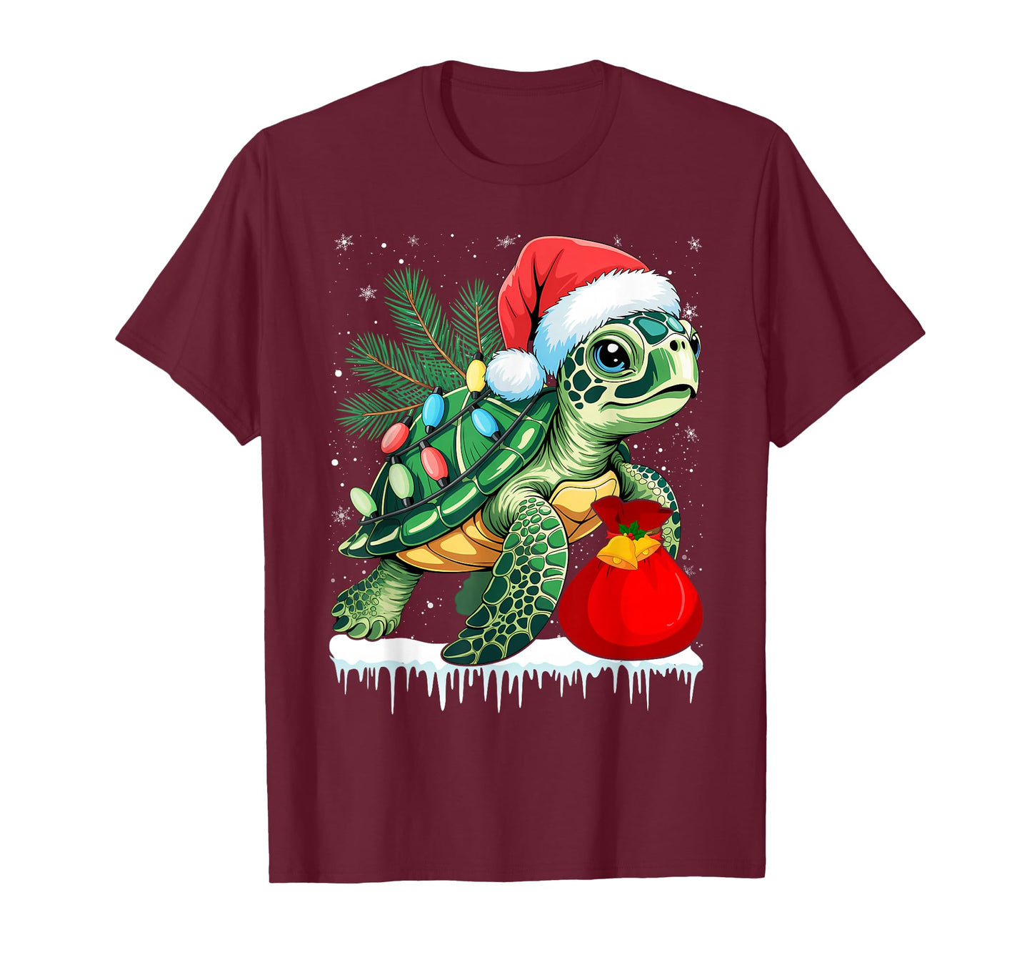 Sea Turtle Christmas Lights and Santa Hat T-Shirt