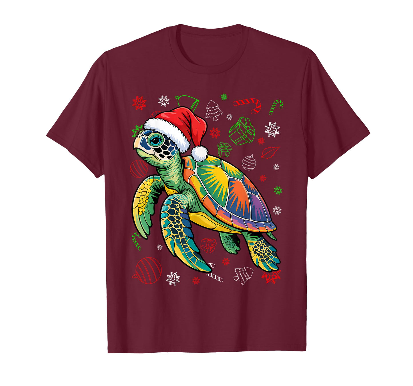 Sea Turtle Santa Cute Christmas Hat Design for Lovers T-Shirt