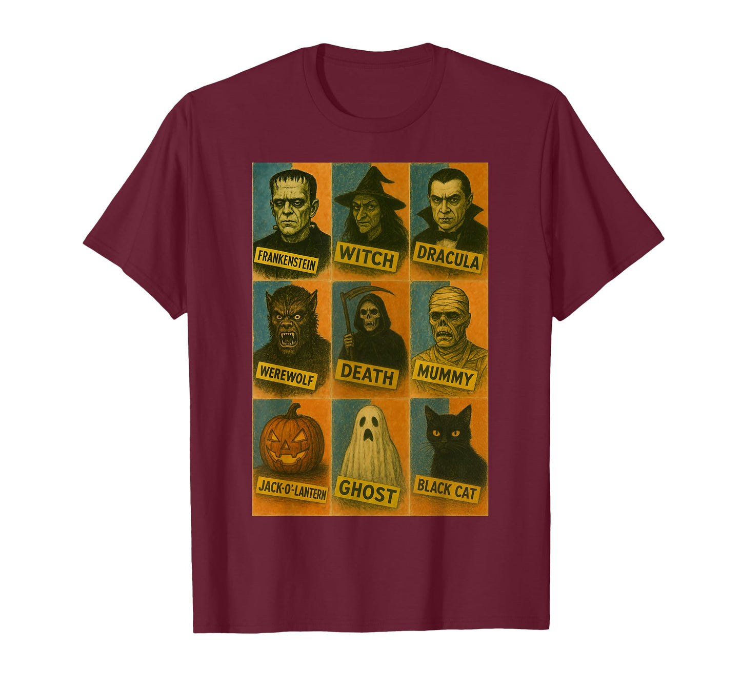 Halloween Classic Monsters Vintage T-Shirt