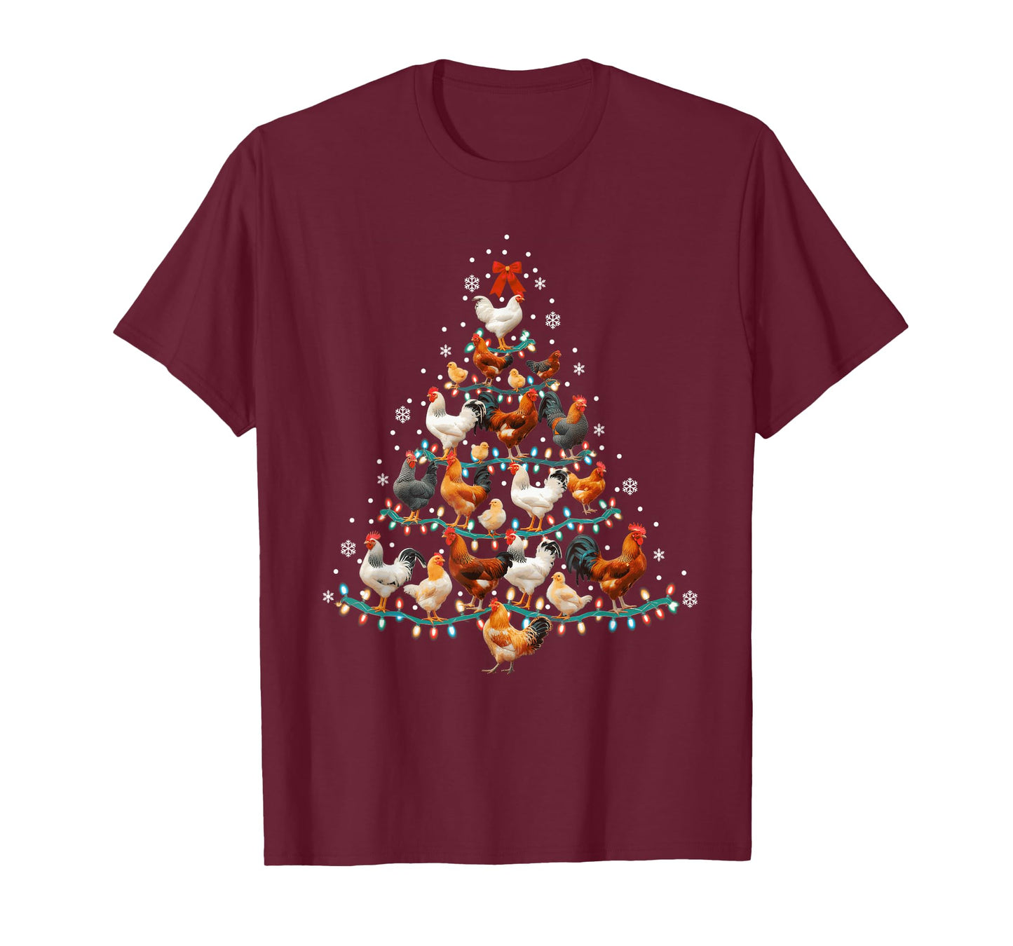 Chicken Christmas Tree Ornament Decor Xmas Family Matching T-Shirt