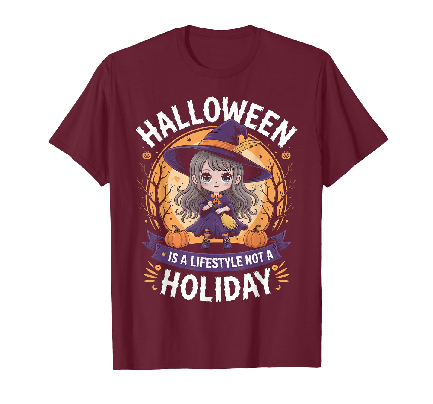 Halloween Anime Witch Chibi Lifestyle Not Holiday Girl Women T-Shirt