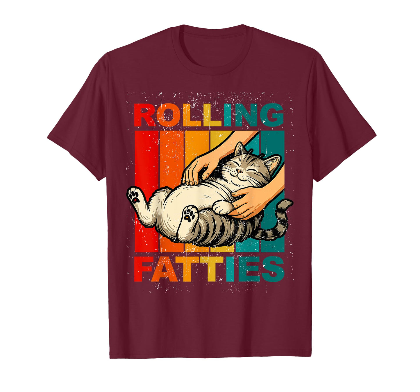 Funny Rolling Fatties Cat Vintage Cartoon Mens Womens Kids T-Shirt