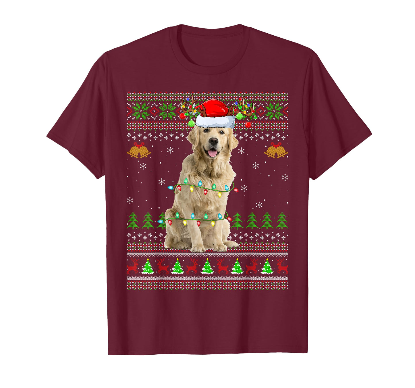 Golden Retriever Dog Ugly Christmas Sweaters Holiday Xmas T-Shirt