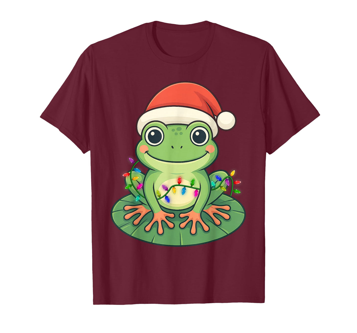Xmas Lighting Santa Hat Frog Tees Merry T-Shirt