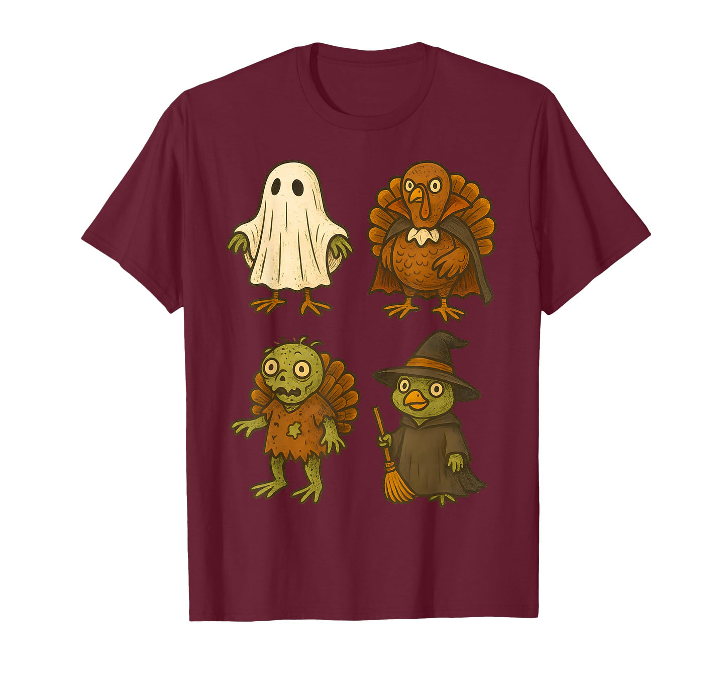 Turkey Ghost Witch Zombie Thanksgiving for Kids Boys Girls T-Shirt