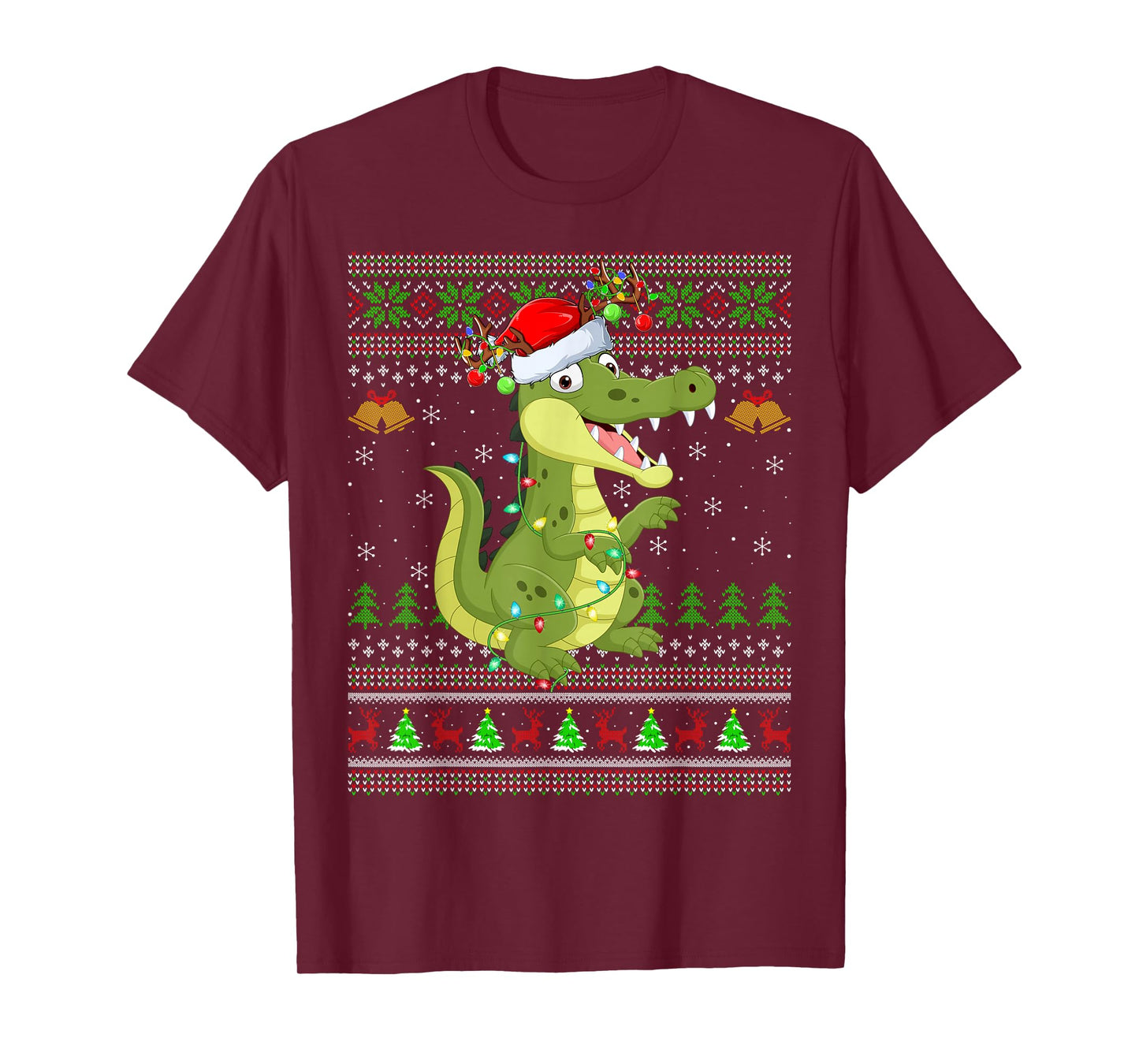 Alligator Ugly Christmas Sweaters Holiday Santa Cute Xmas T-Shirt