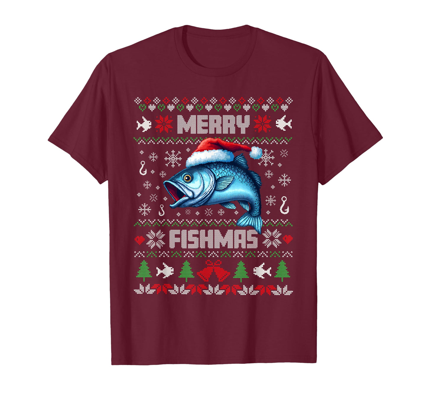 Merry Fishmas Funny Xmas Fishing Ugly Christmas Men Women T-Shirt