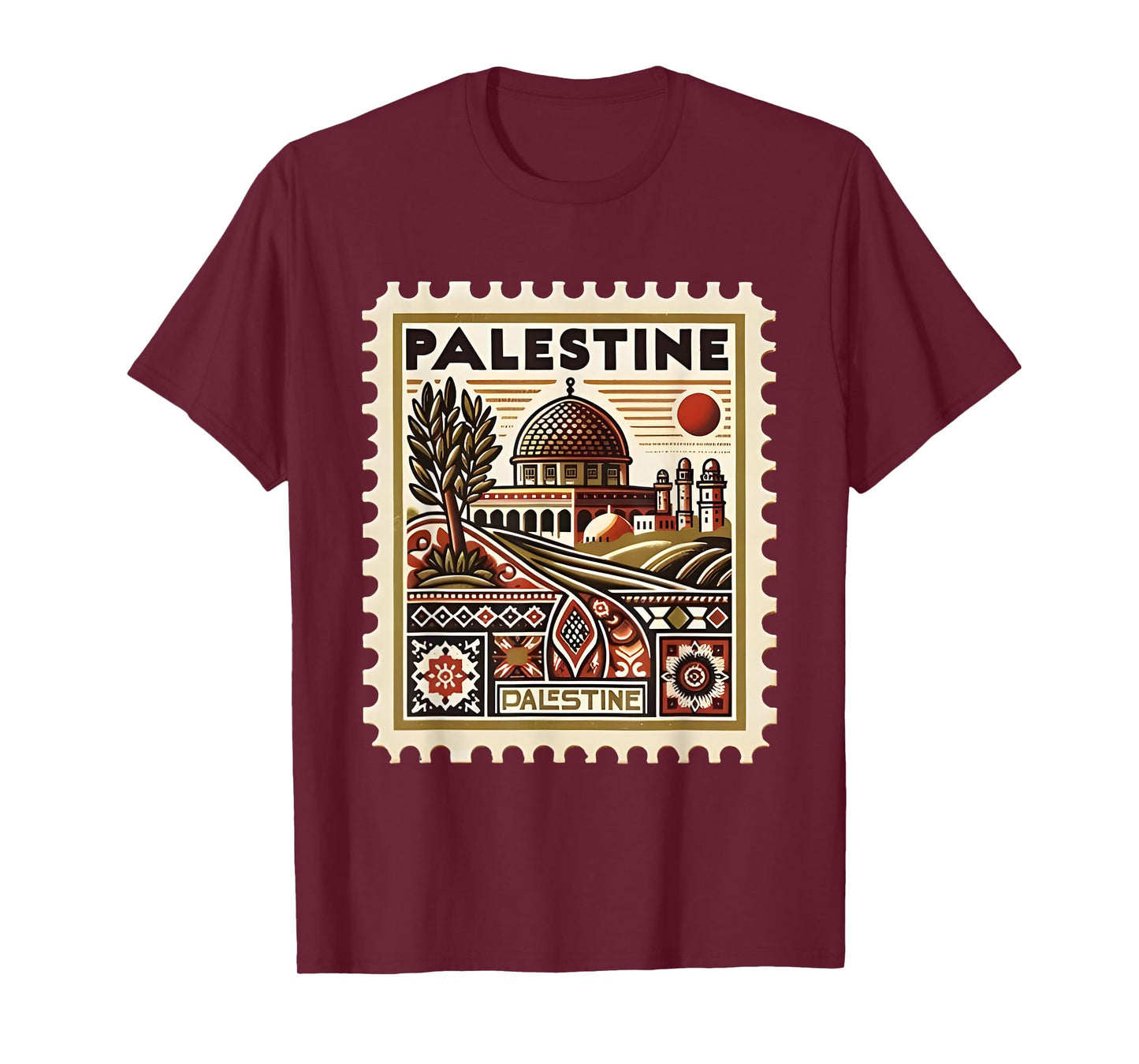Vintage Palestine Stamp Dome Cultural Heritage Art T-Shirt