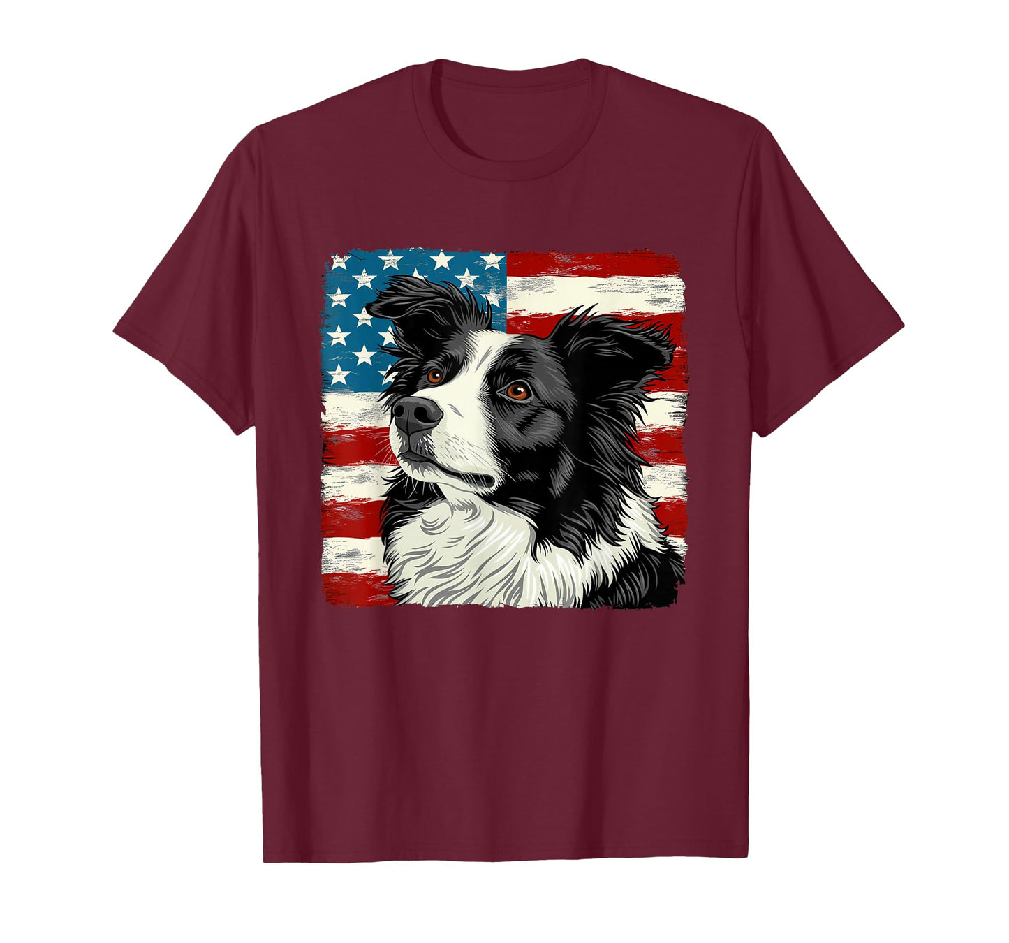 Border Collie Dog Patriotic 4th of July Gift Men Women T-Shirt