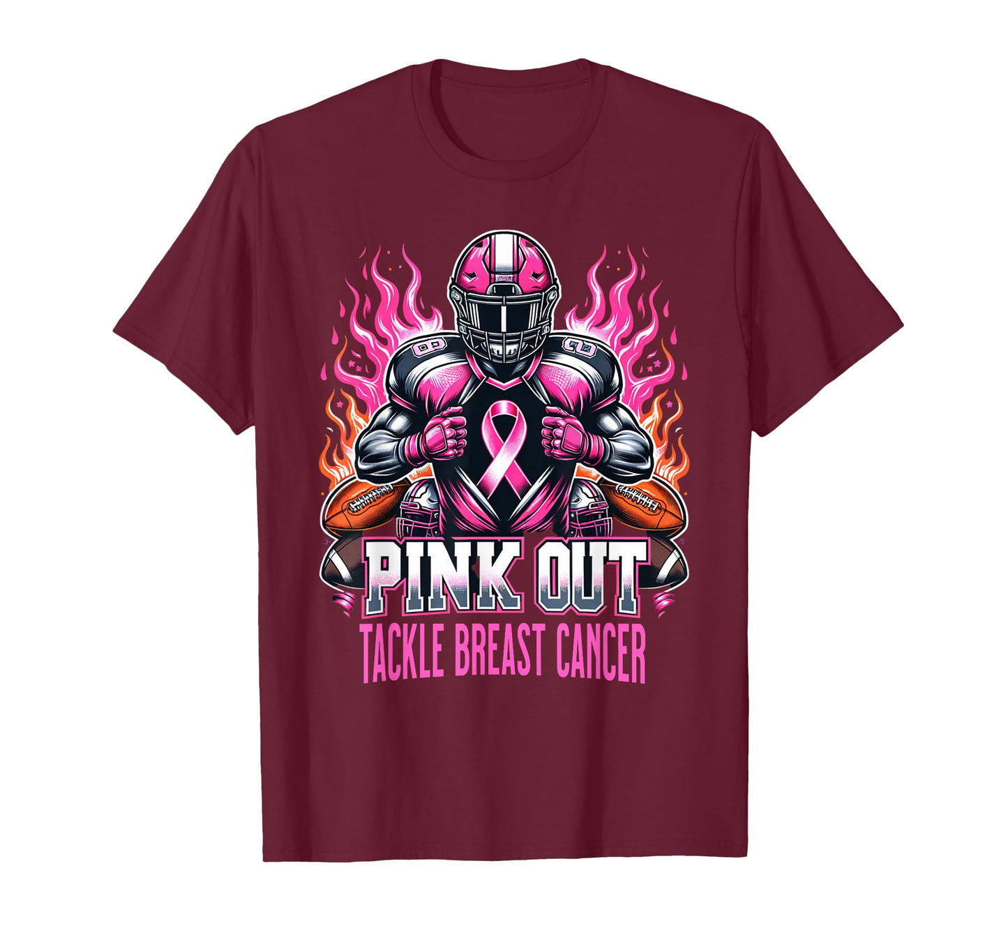 Pink Out Tackle Breast Cancer Awareness American Football T-Shirt