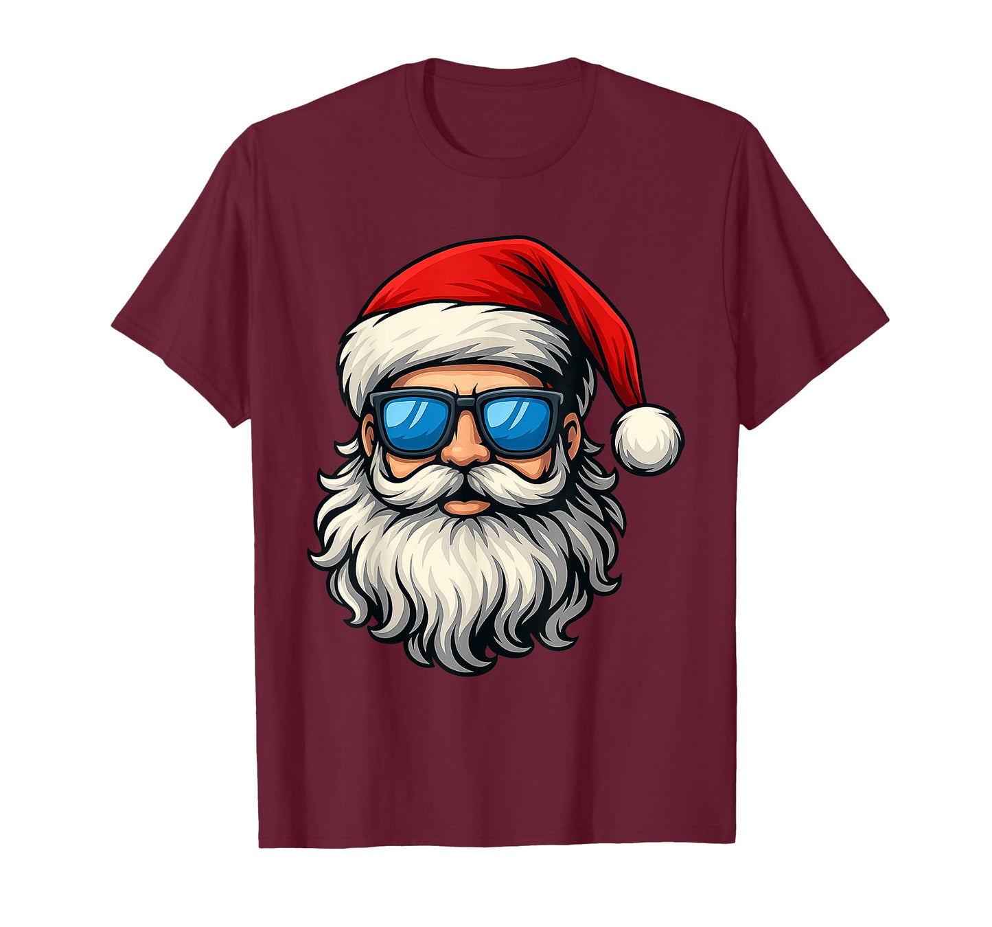 Santa Face Retro Sunglasses Christmas Shirts for Mens Boys T-Shirt