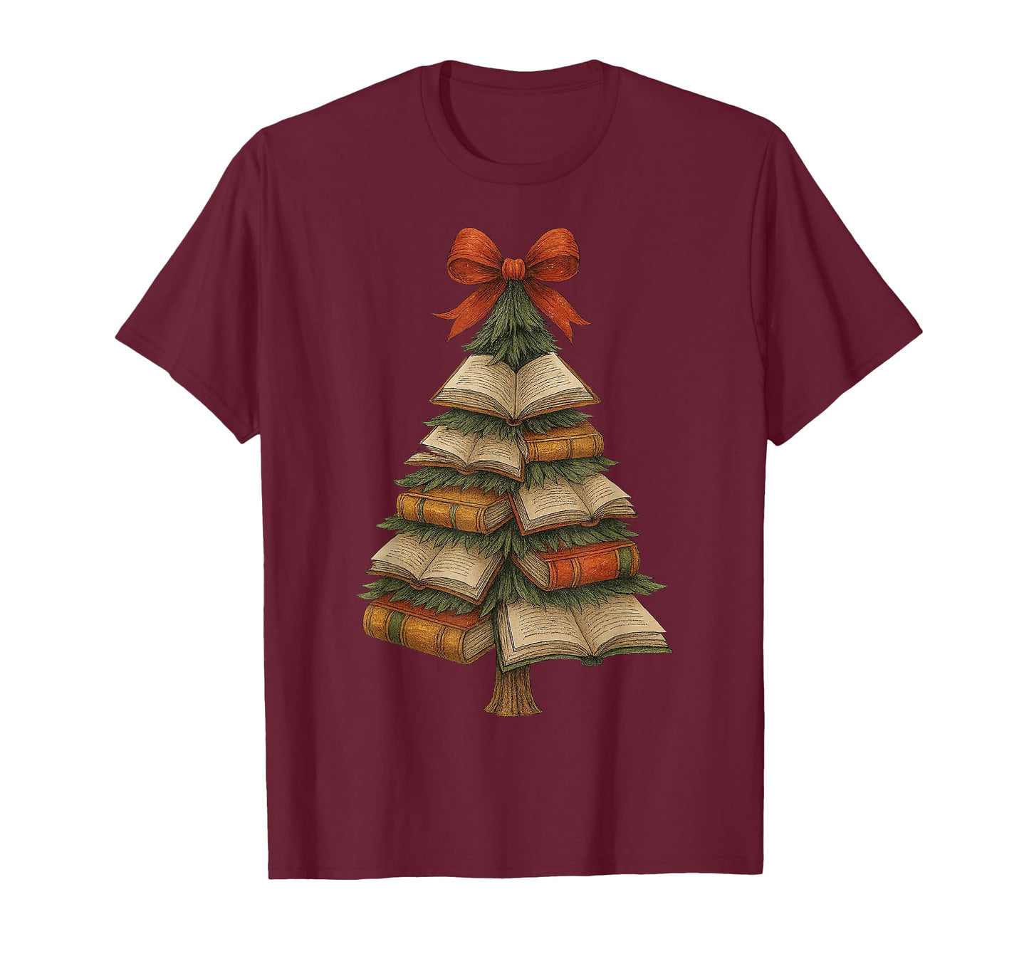 Vingate Retro Christmas Tree Coquette Xmas Book Club Book T-Shirt