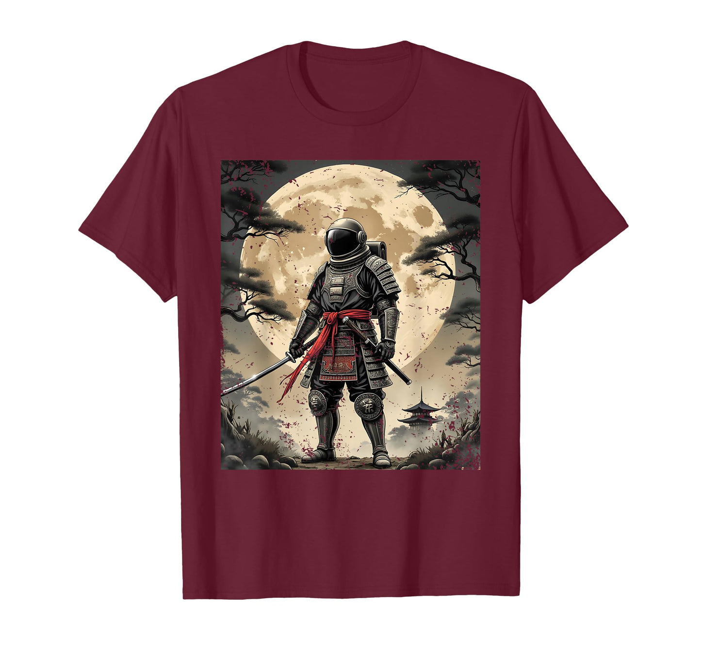 Samurai Astronaut Japanese Moon Vintage Graphic Ukiyo-e Art T-Shirt