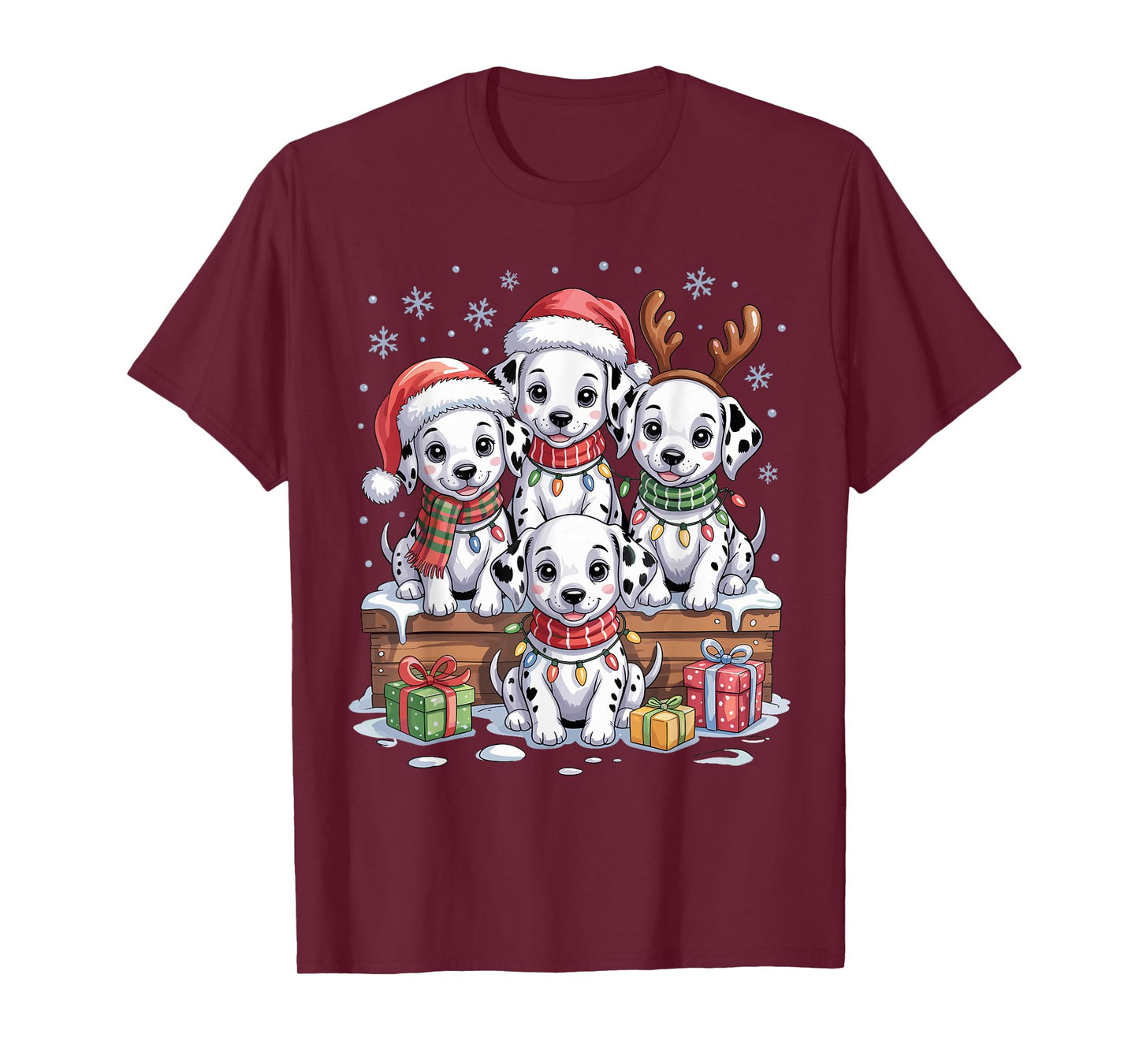 Cute Dalmatian Christmas Puppies Dog Lovers Funny Holiday T-Shirt