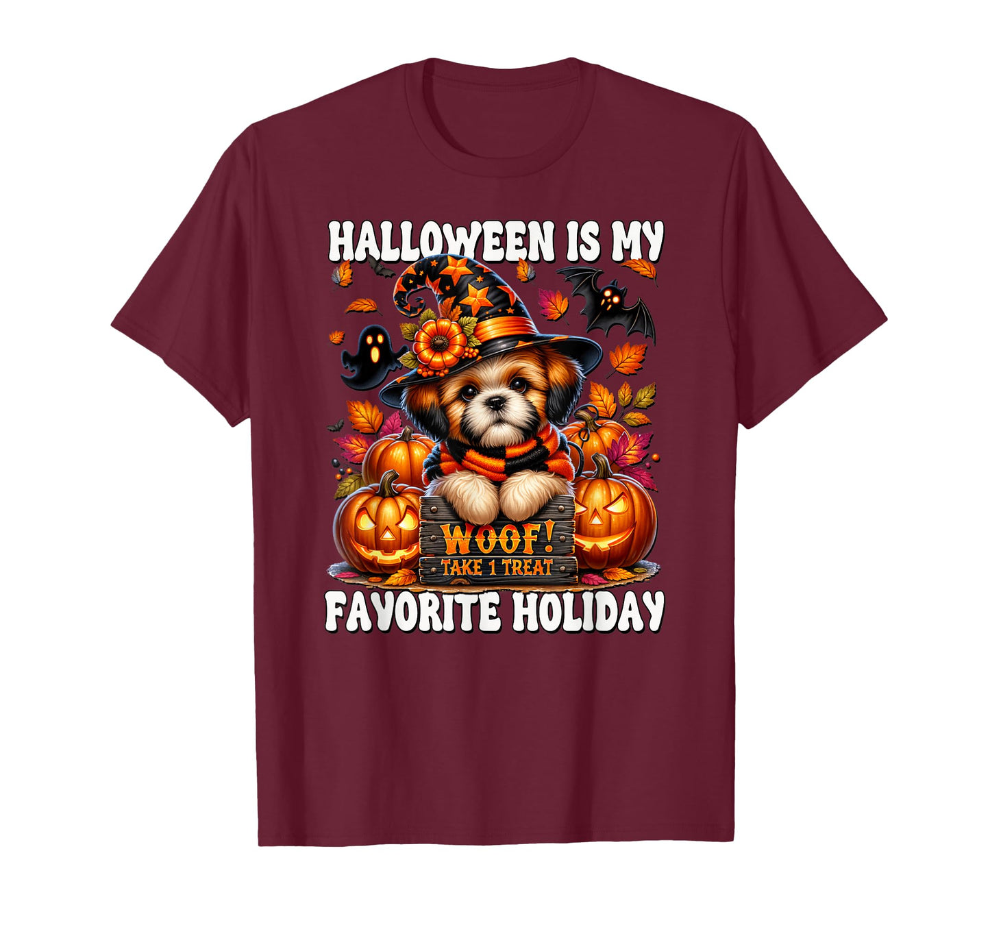 Halloween is My Favorite Holiday Graphic for Shih Tzu Mom T-Shirt