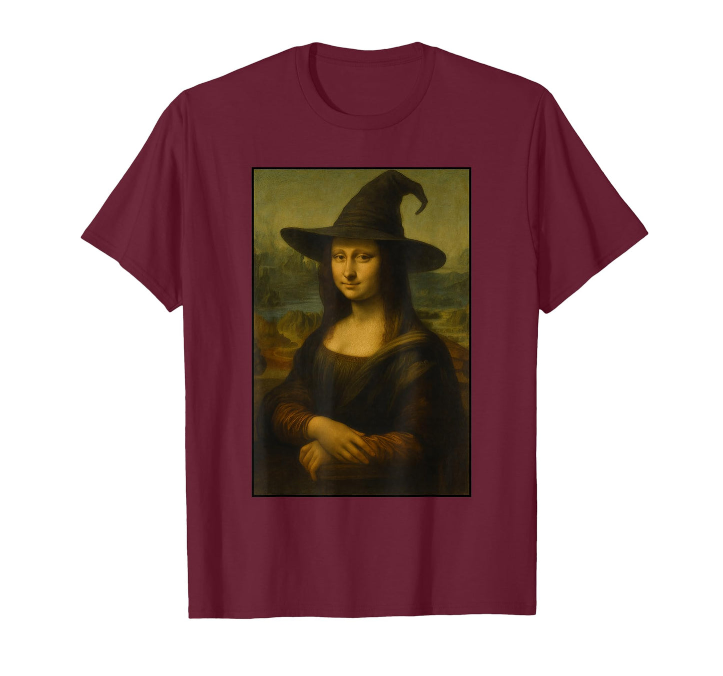 Mona Lisa Witch Hat Halloween Costume Art Vintage T-Shirt