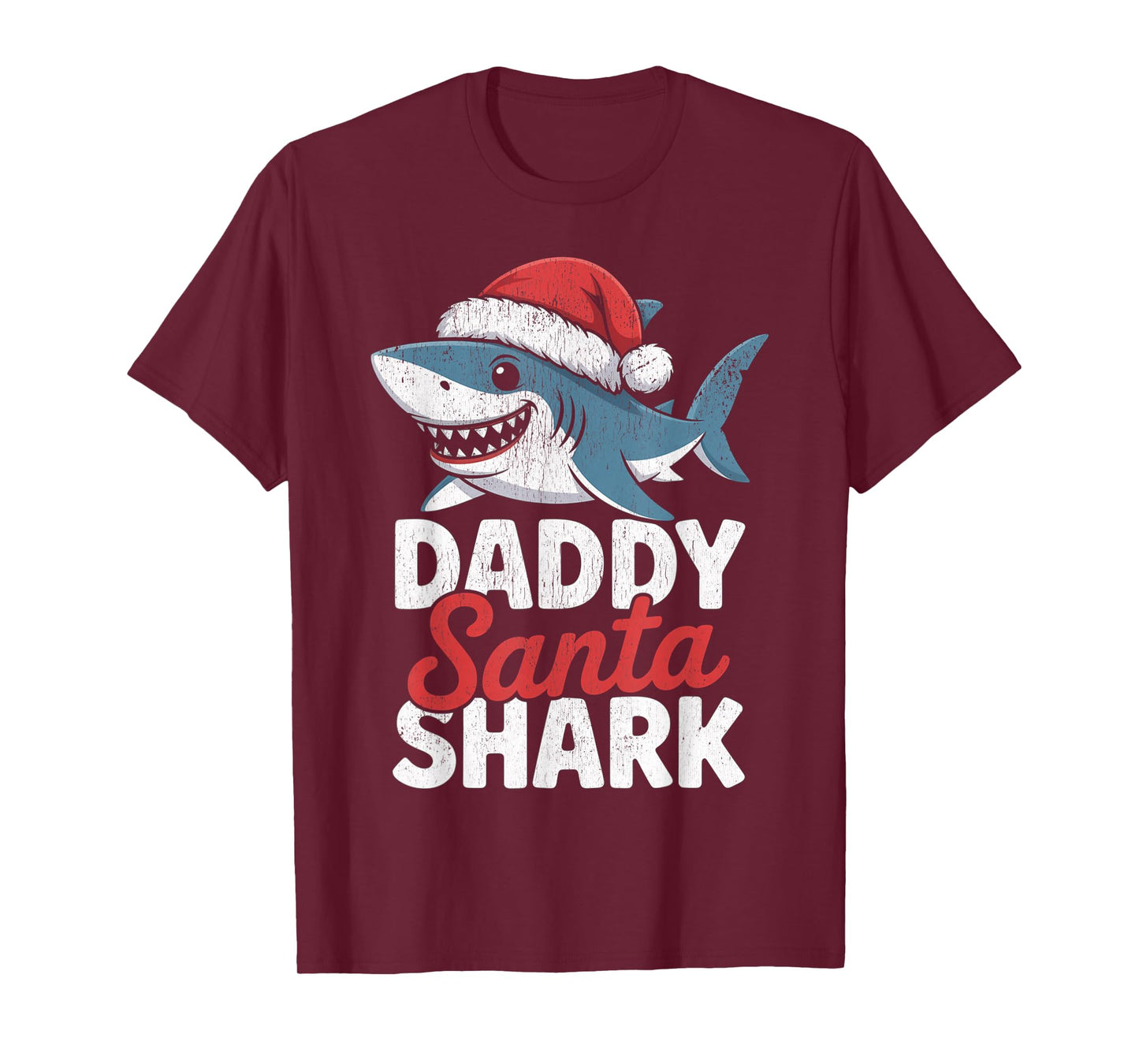 Papa Sharkmas Funny Shark Santa Hat Ugly Christmas Sweater T-Shirt