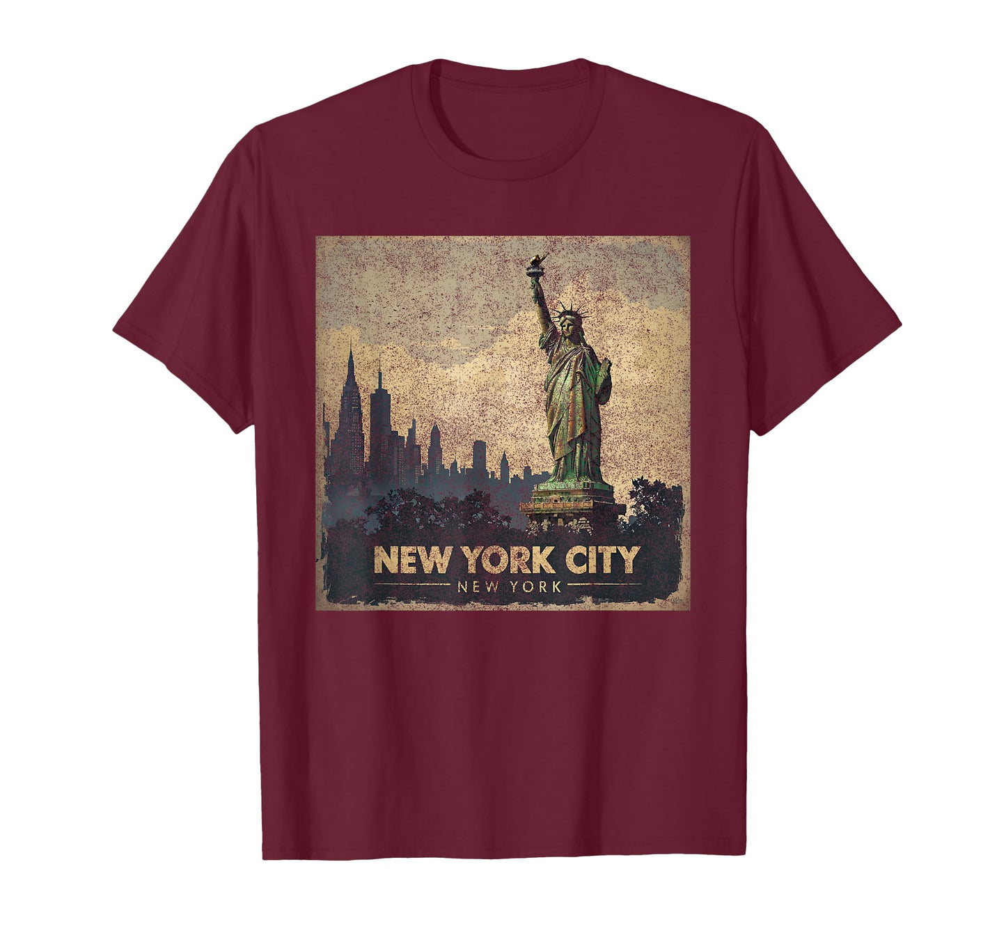 Retro Vintage NYC New York City skylines statue of liberty T-Shirt