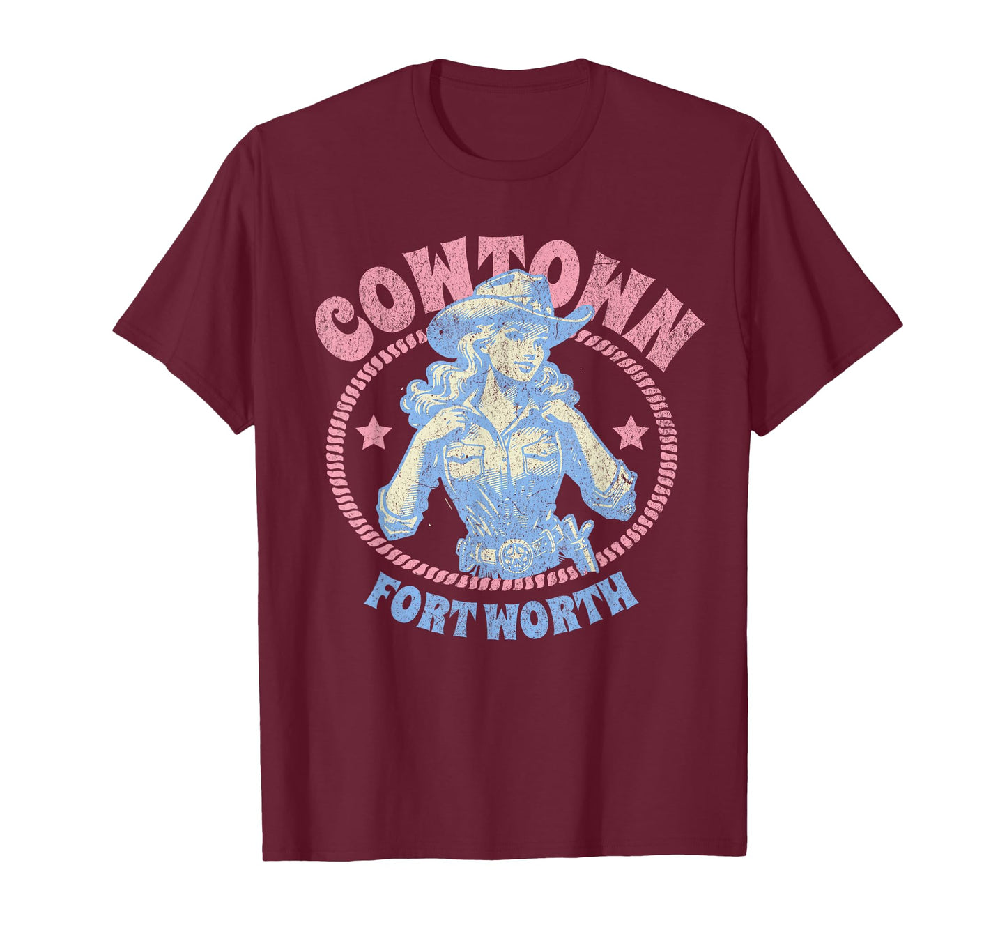 Cowtown Fort Worth Texas Retro Western Cowgirl T-Shirt