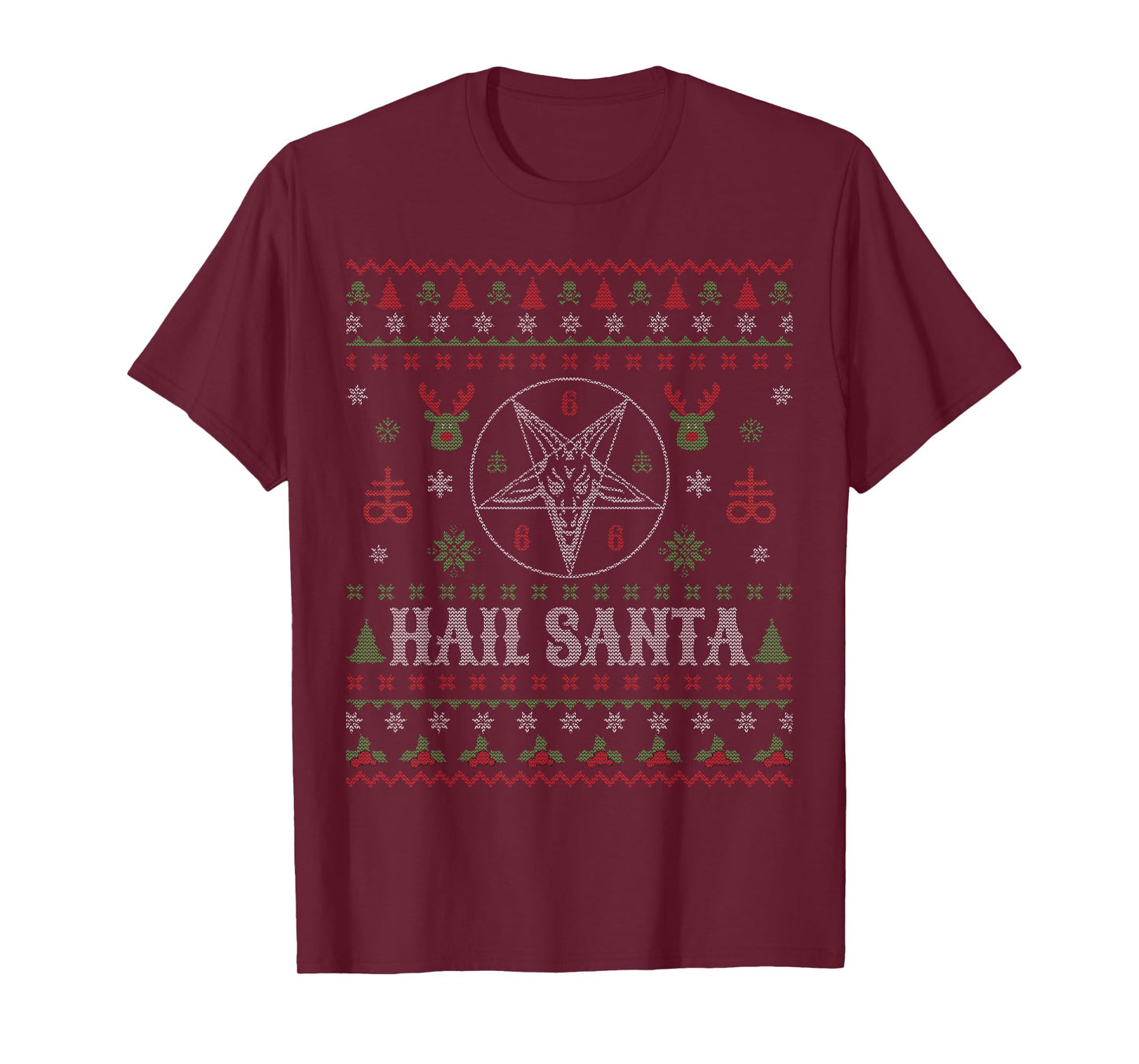 Hail Santa Pagan Happy Solstice Goth Ugly Christmas T-Shirt