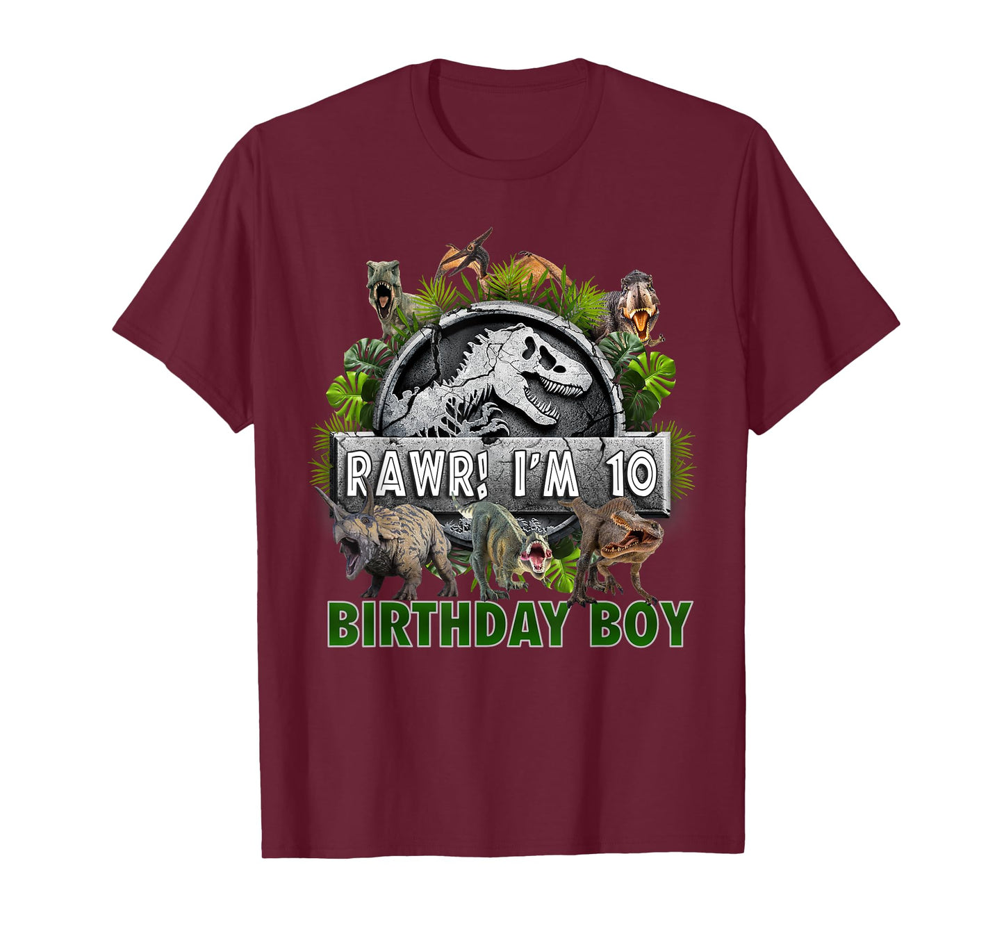 Kids 10 Year Old Shirt 10th Birthday Boy T Rex Dinosaur T-Shirt