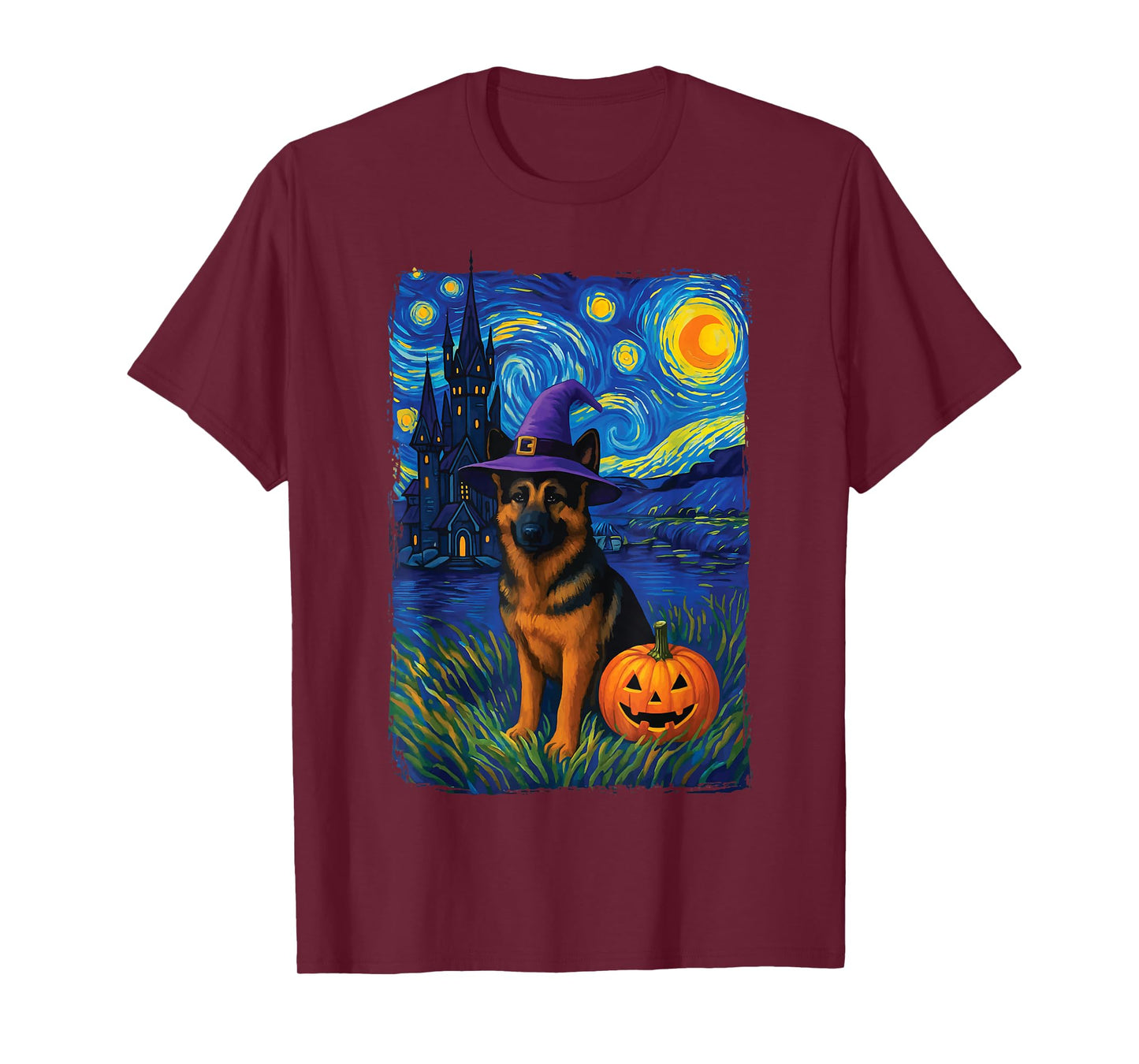 German Shepherd Starry Night Halloween T-Shirt