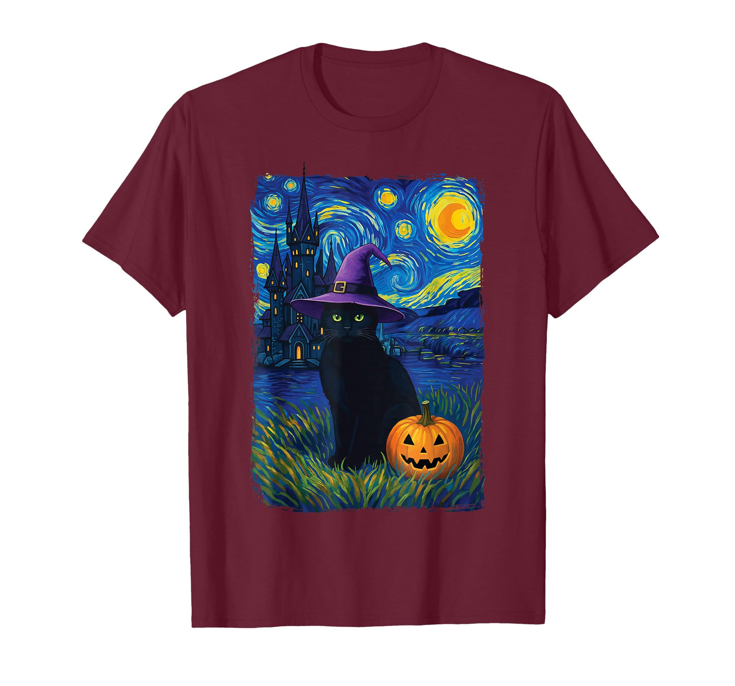 Cat Starry Night Halloween T-Shirt