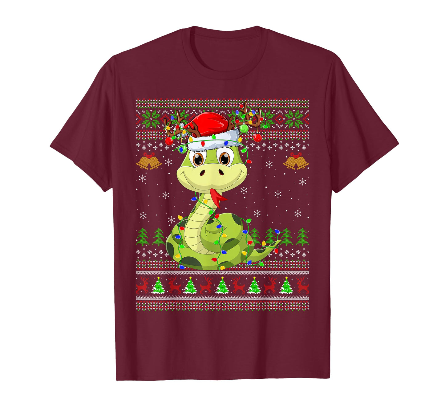 Snake Ugly Christmas Sweaters Reindeer Santa Cute Xmas T-Shirt