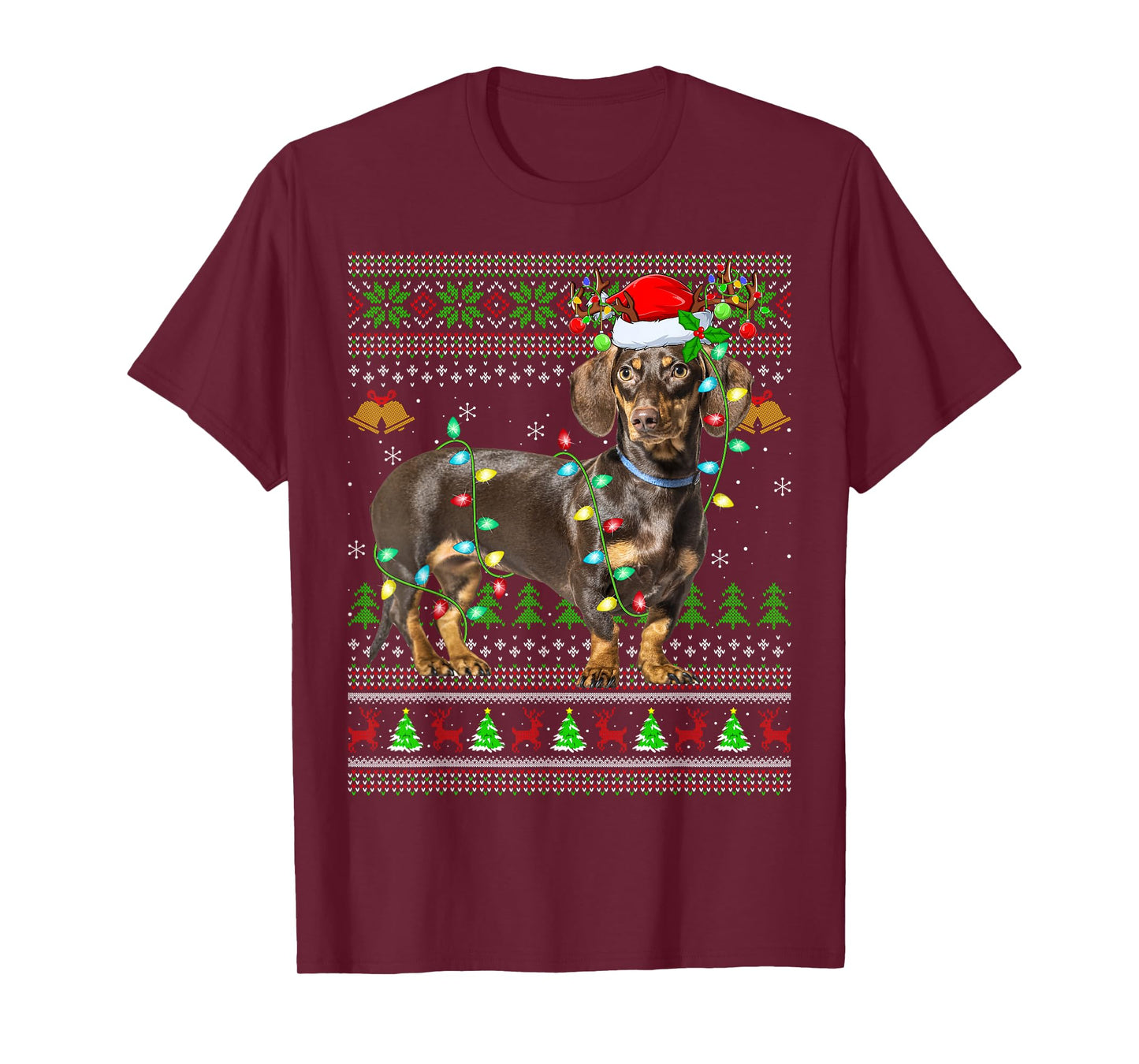 Dachshund Dog Ugly Christmas Sweaters Holiday Santa Xmas T-Shirt