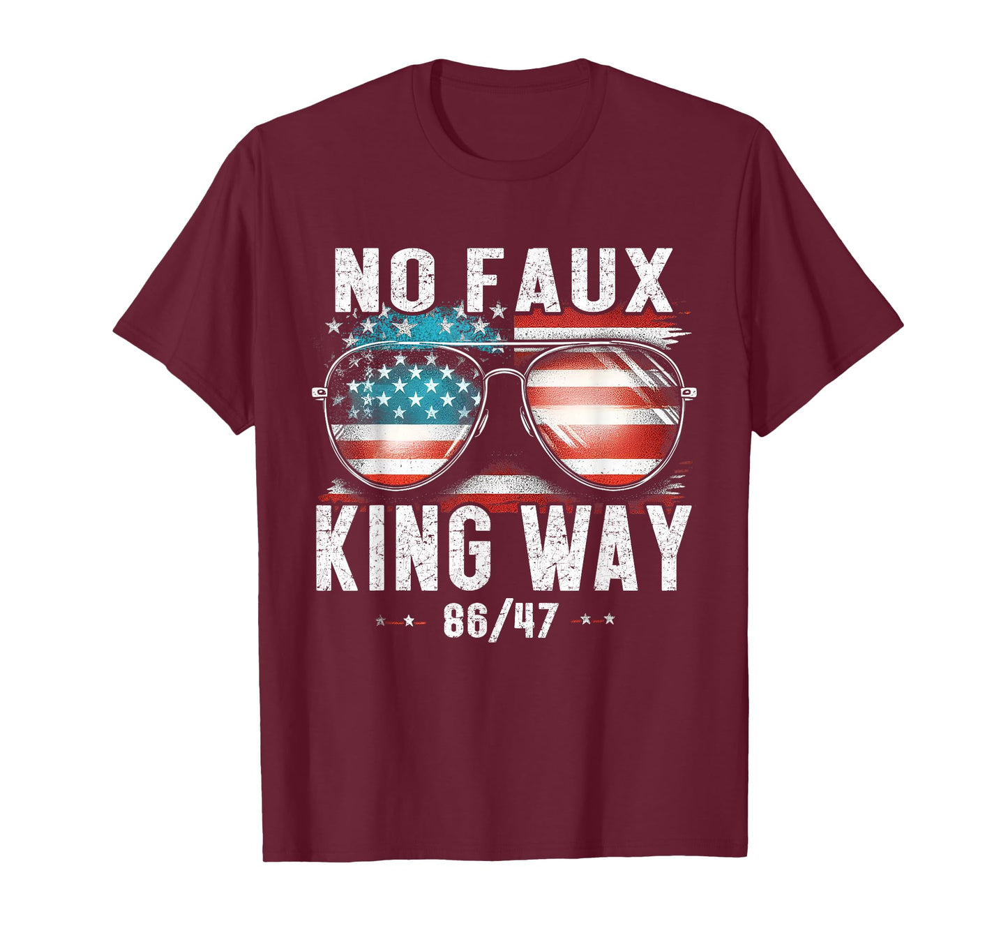 No Faux King Way 8647 Funny Resist Vintage America Flag T-Shirt
