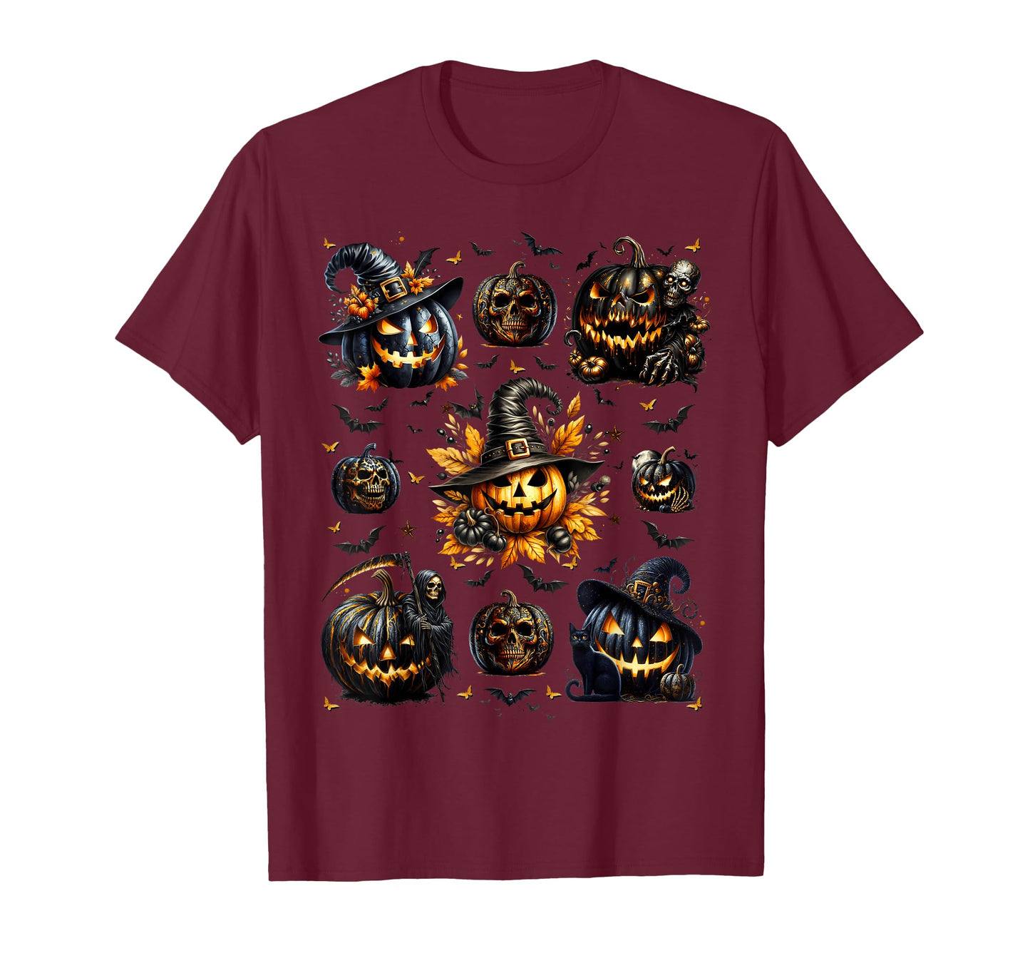Unique Halloween Pumpkin Witch for Women Fall Spooky Season T-Shirt