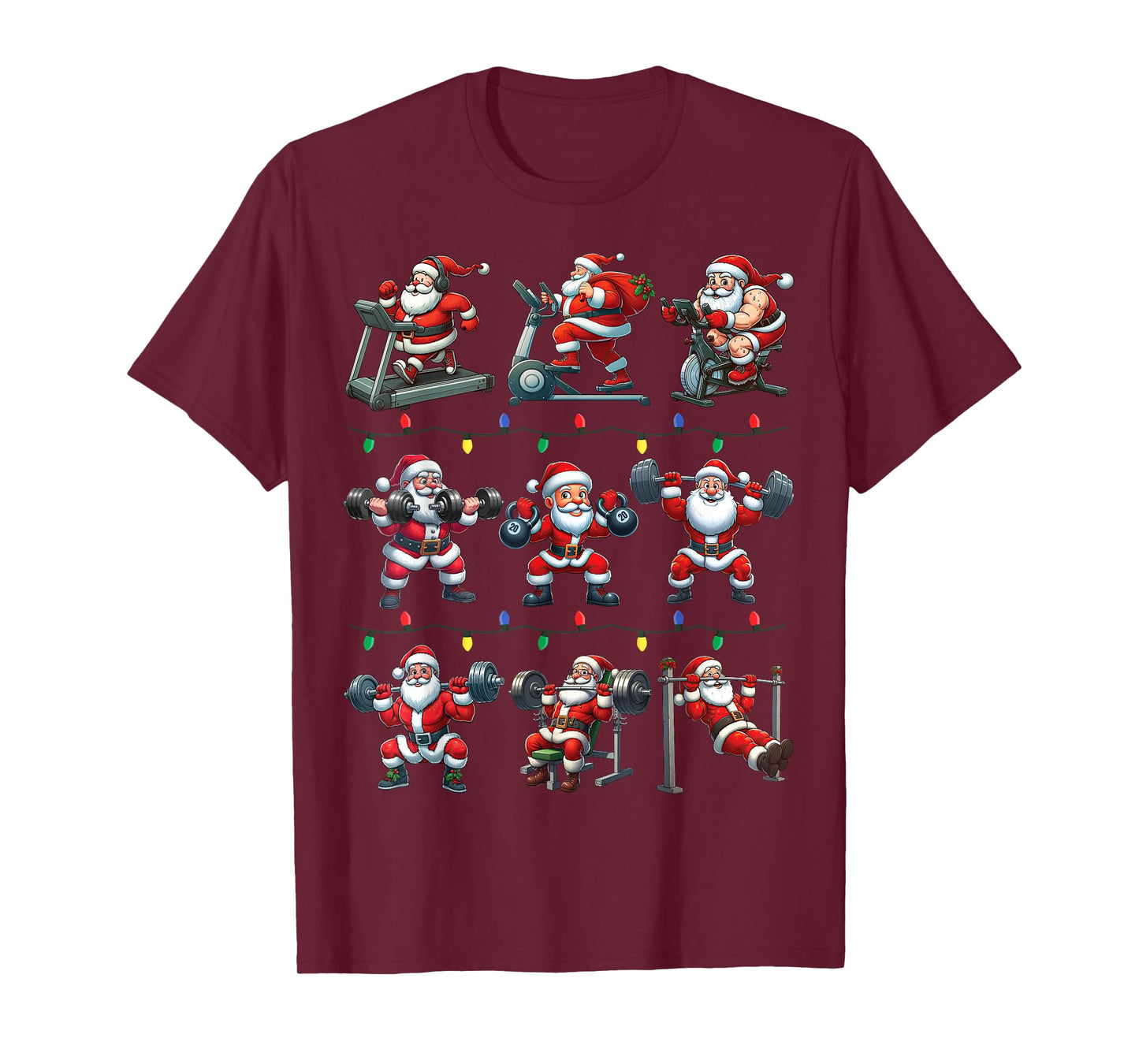 Santa Fitness Collection Gym Workout Weightlifting Christmas T-Shirt