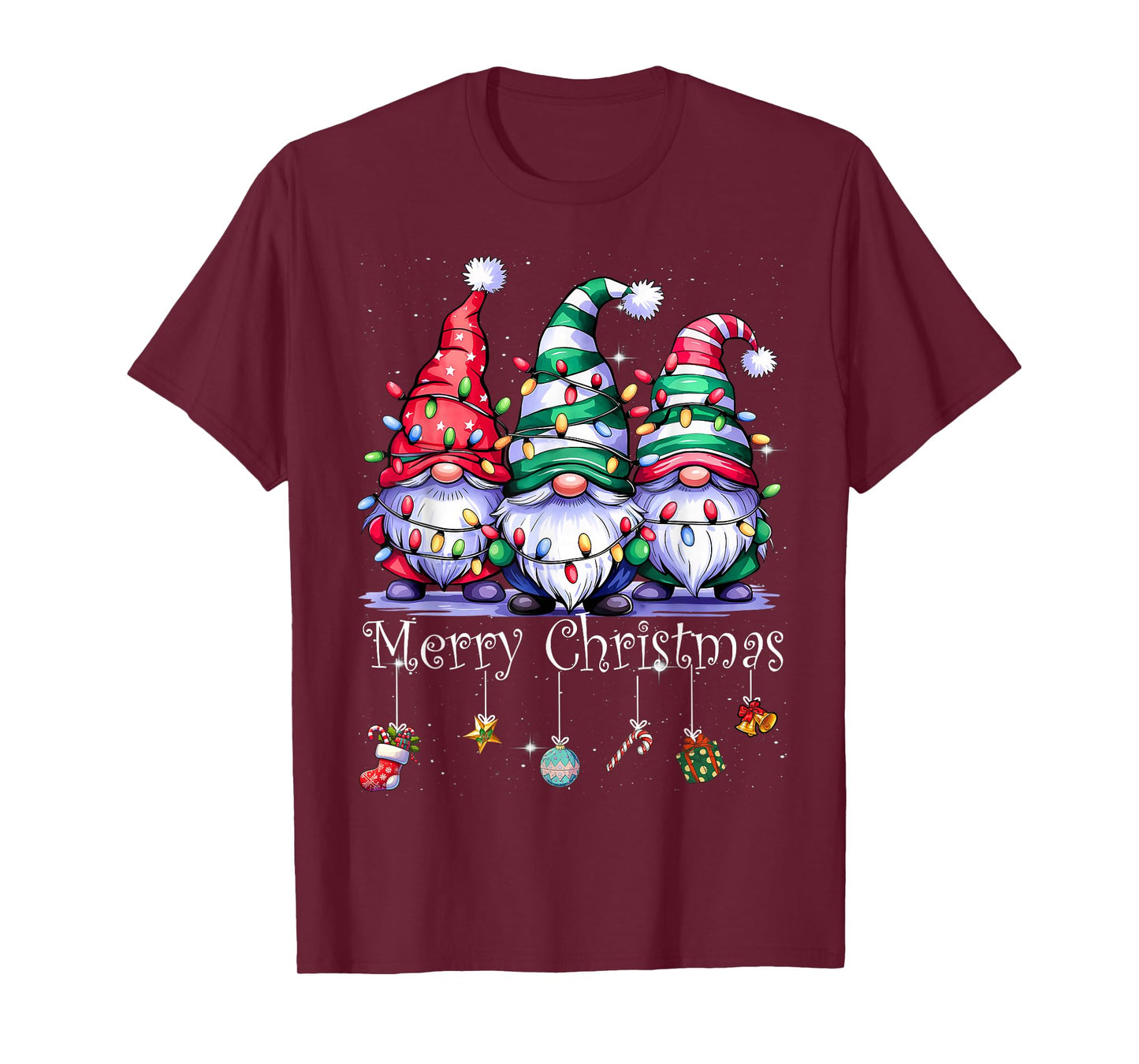 Cute Gnomes Merry Christmas Light Family Gnome Xmas Matching T-Shirt