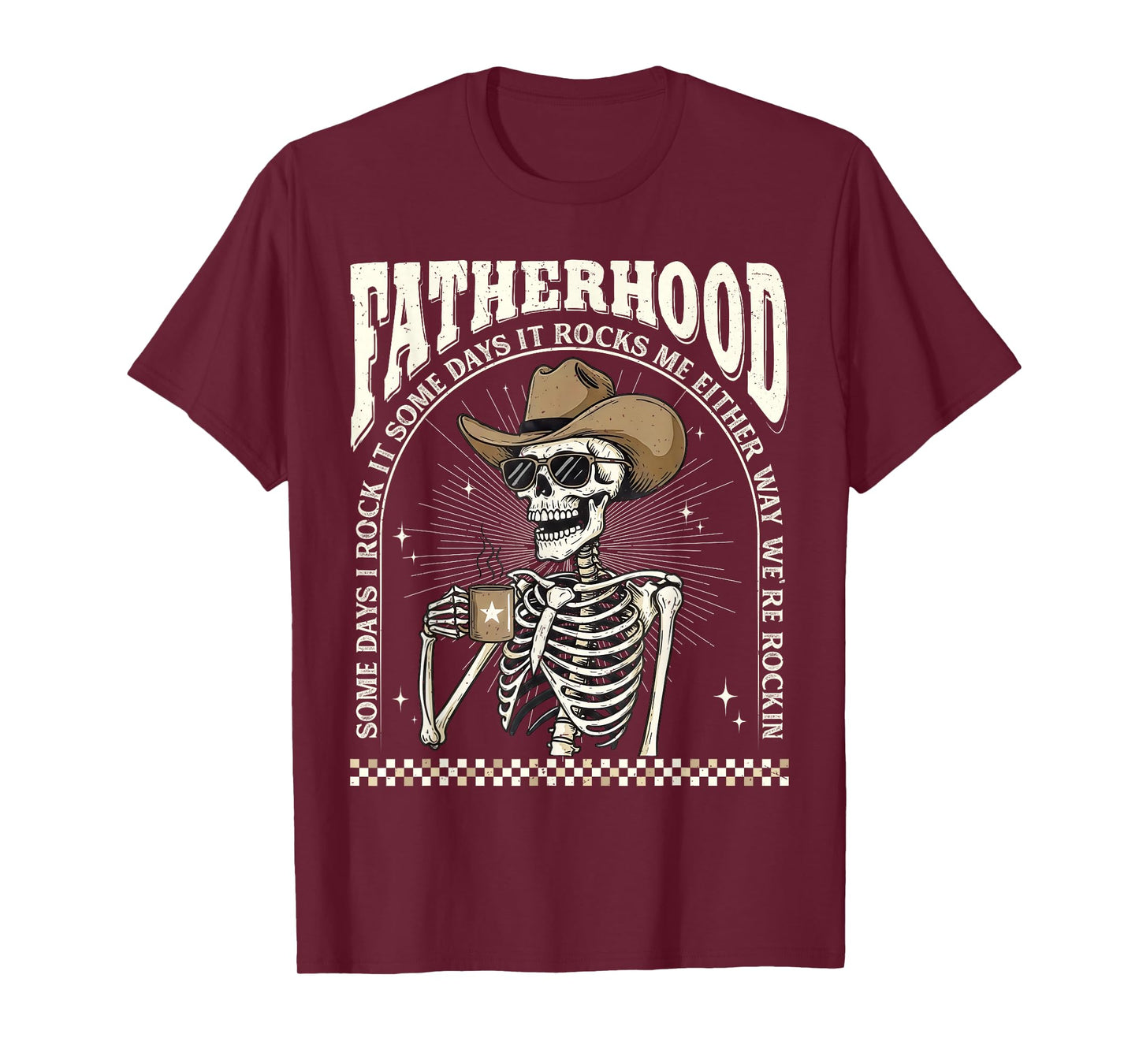 Fatherhood Skeleton Rockin Some Days Funny Vintage Dad T-Shirt
