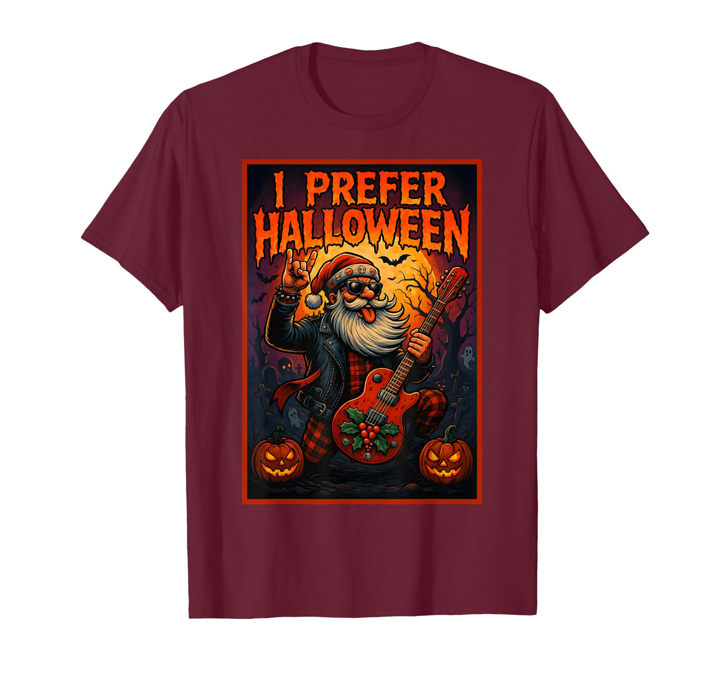 Rock Santa I Prefer Halloween Christmas Mashup Outfit T-Shirt
