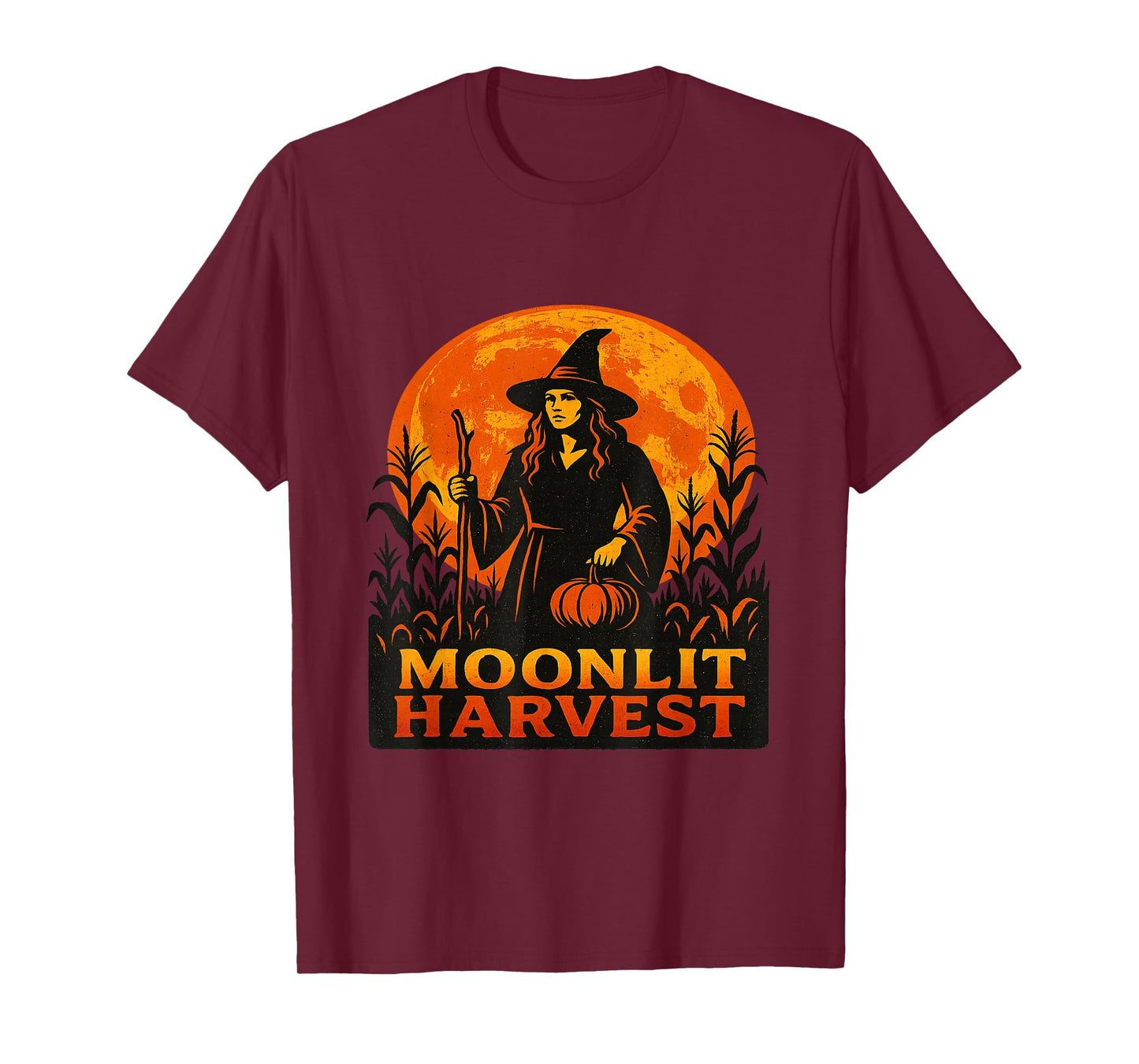 Moonlit Harvest Season Celebrate Autumn Pumpkin Witch T-Shirt