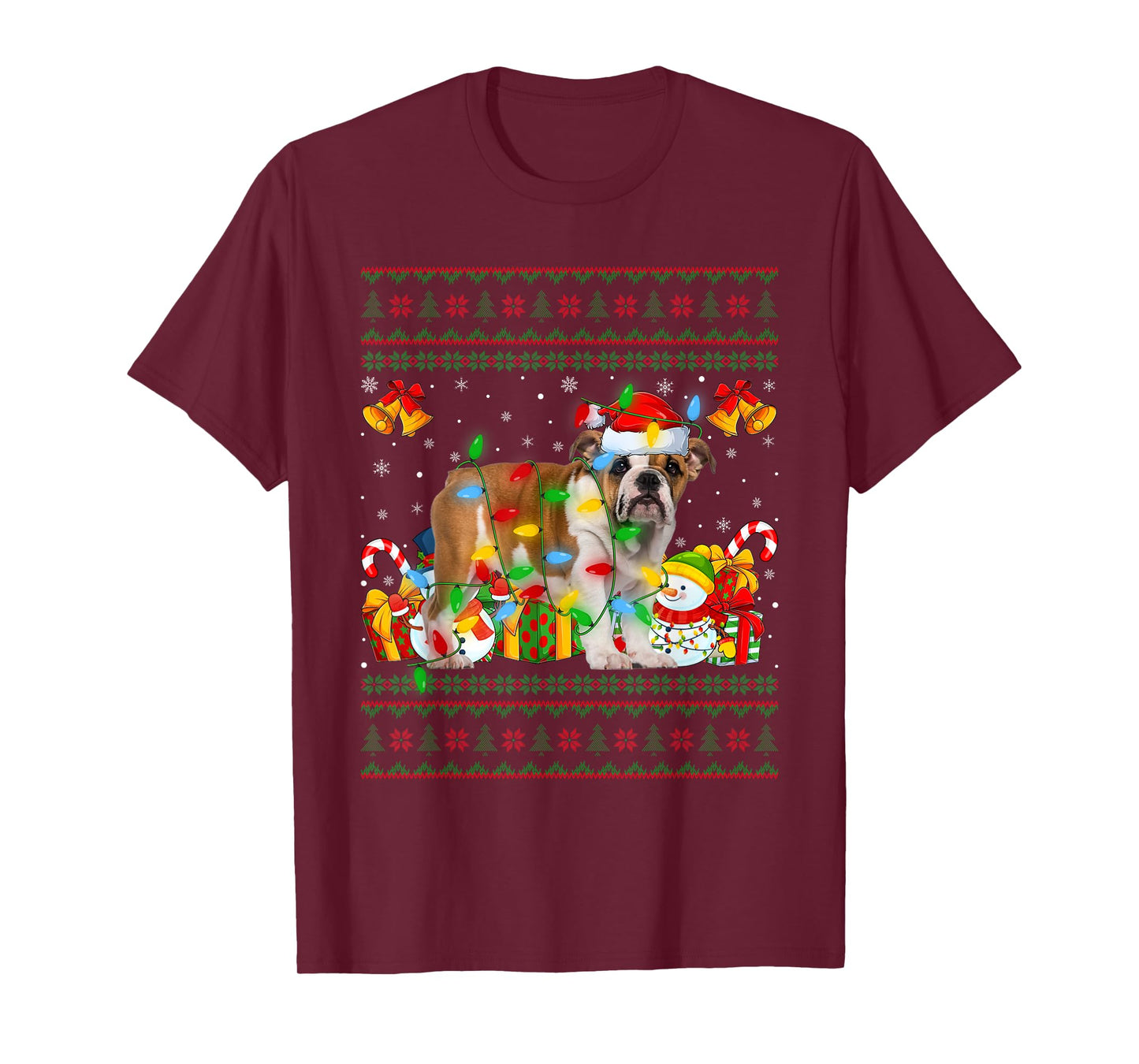 English Bulldog Ugly Christmas Sweaters Pet Dog Lover Xmas T-Shirt